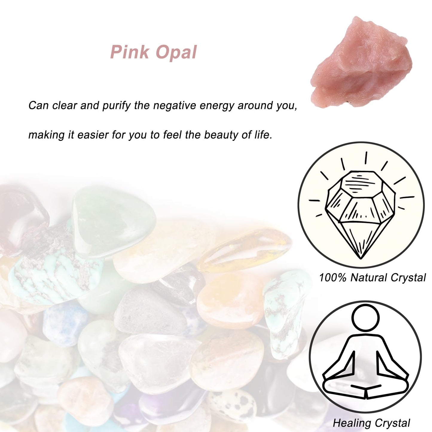 Pink Opal Raw Crystals, Large 1.25-2.0" Healing Crystals Natural Rough Stones Crystal for Tumbling, Cabbing, Fountain Rocks, Decoration, Polishing, Wire Wrapping, Wicca & Reiki