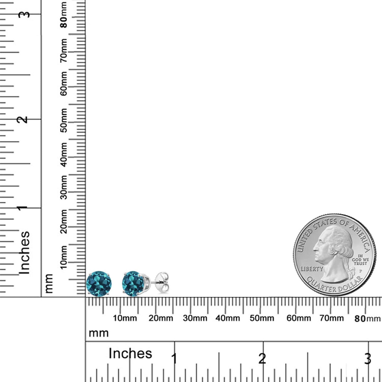 Gem Stone King 2-4 Cttw Round Gemstone Birthstone Stud Earrings For Women Men | 925 Sterling Silver | Round 7MM | Fine Jewelry Gifts for Women Her Mom Wife Men | London Blue Topaz-November