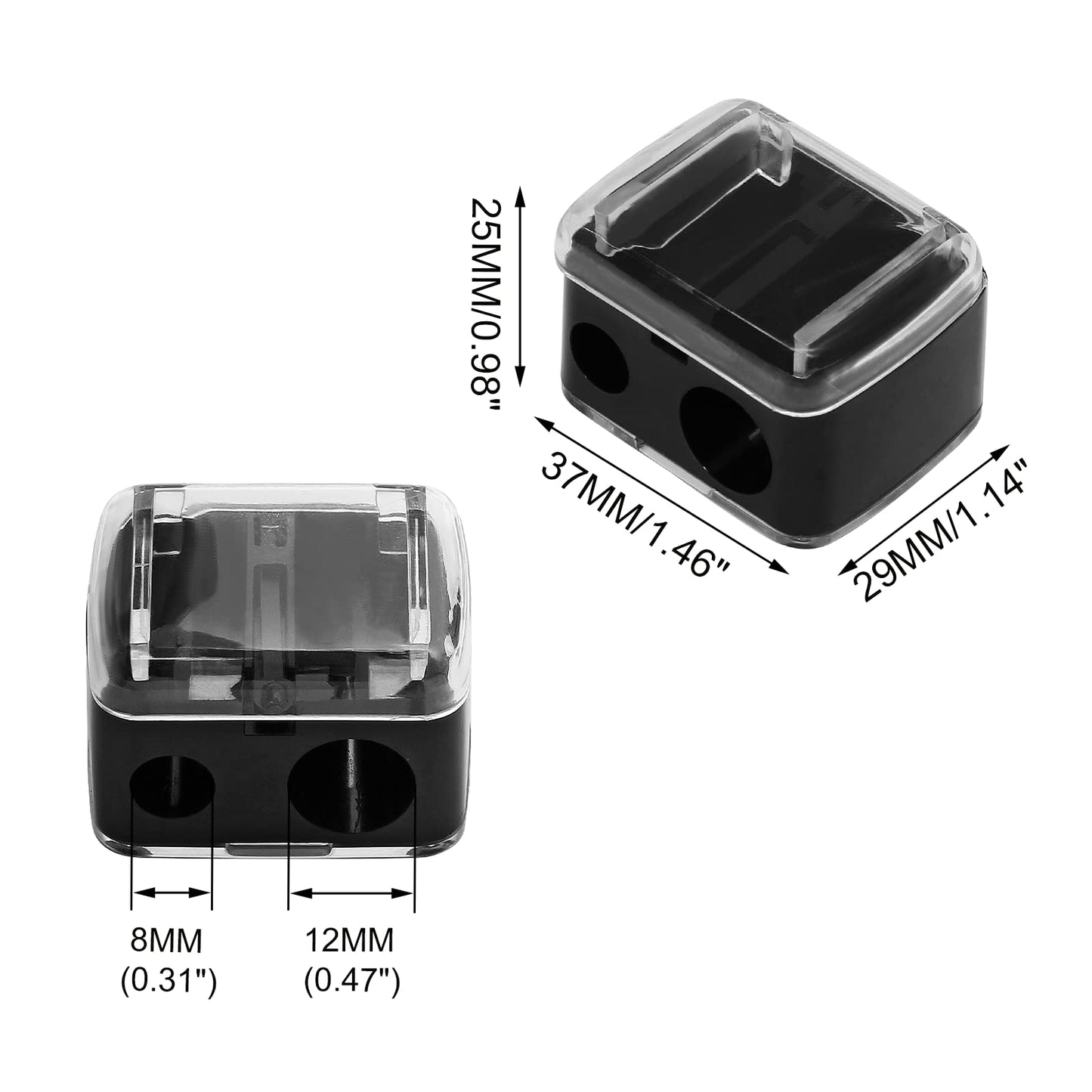 BokWin 5PCS Cosmetic Pencil Sharpener, Makeup Pencil Sharpener, Dual Holes Eyeliner Sharpener for Eyeliner Lipliner Pencils