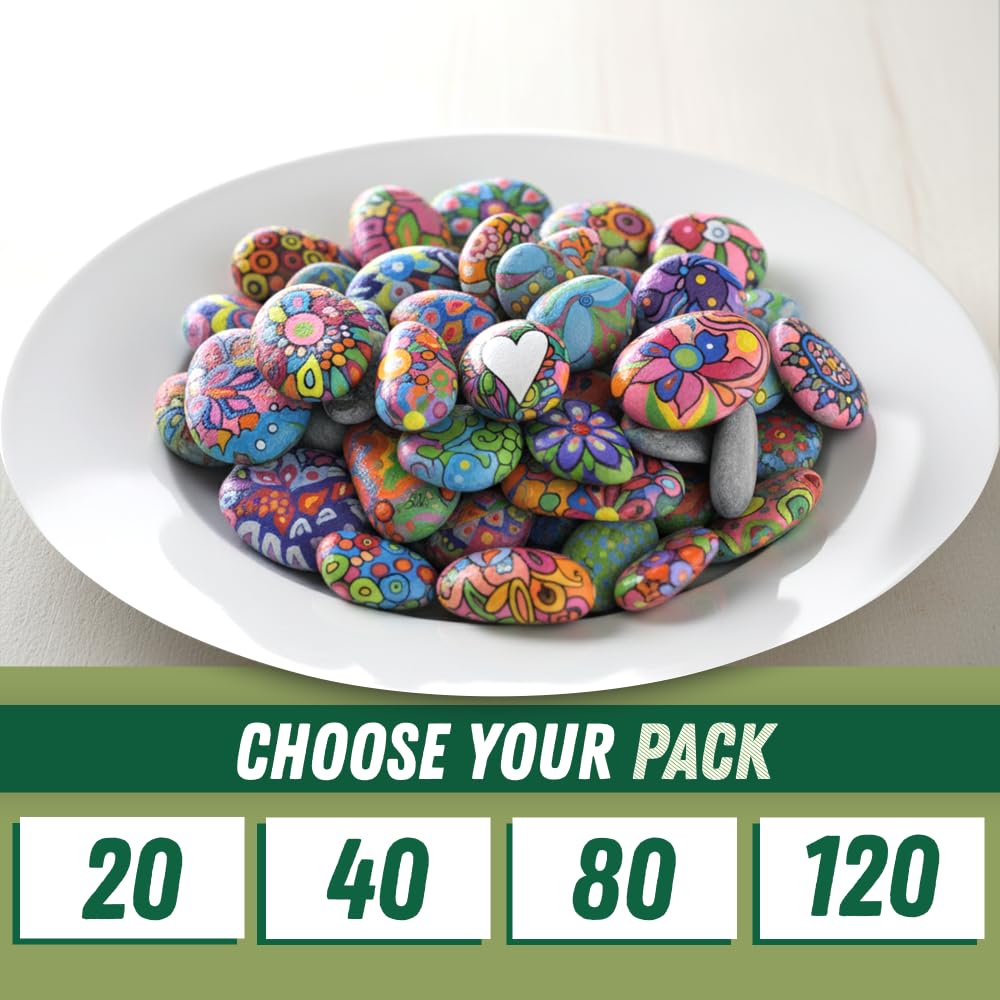 PGN 40 Large River Rocks for Painting - Stimulate Your Children’s Creativity with Our Painting Rocks for Kids - Flat and Smooth - Fun & Engaging Rock Painting with The Family - 2-4 Inches