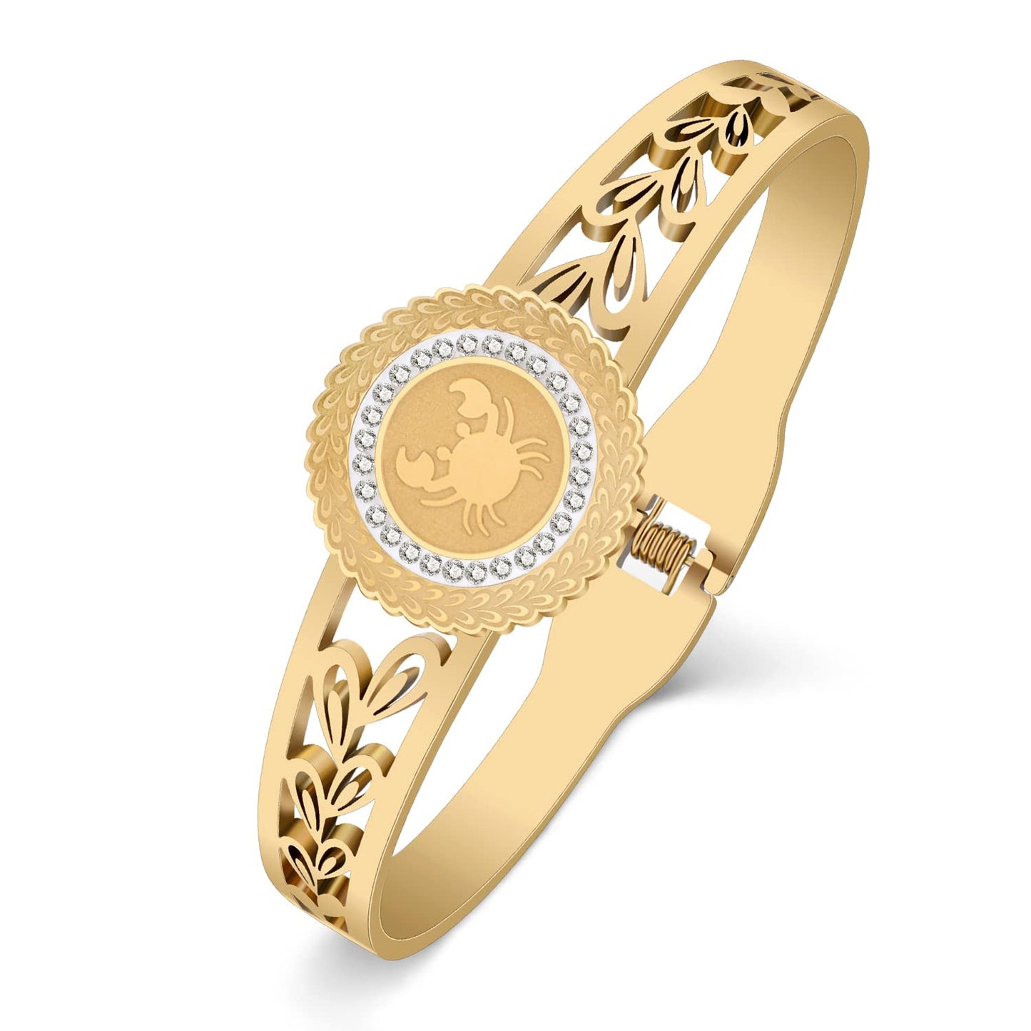 YAYAKO Stainless Steel Constellation Bracelets Bangle Zodiac Gifts for Women Birthday Gifts (Cancer 044)