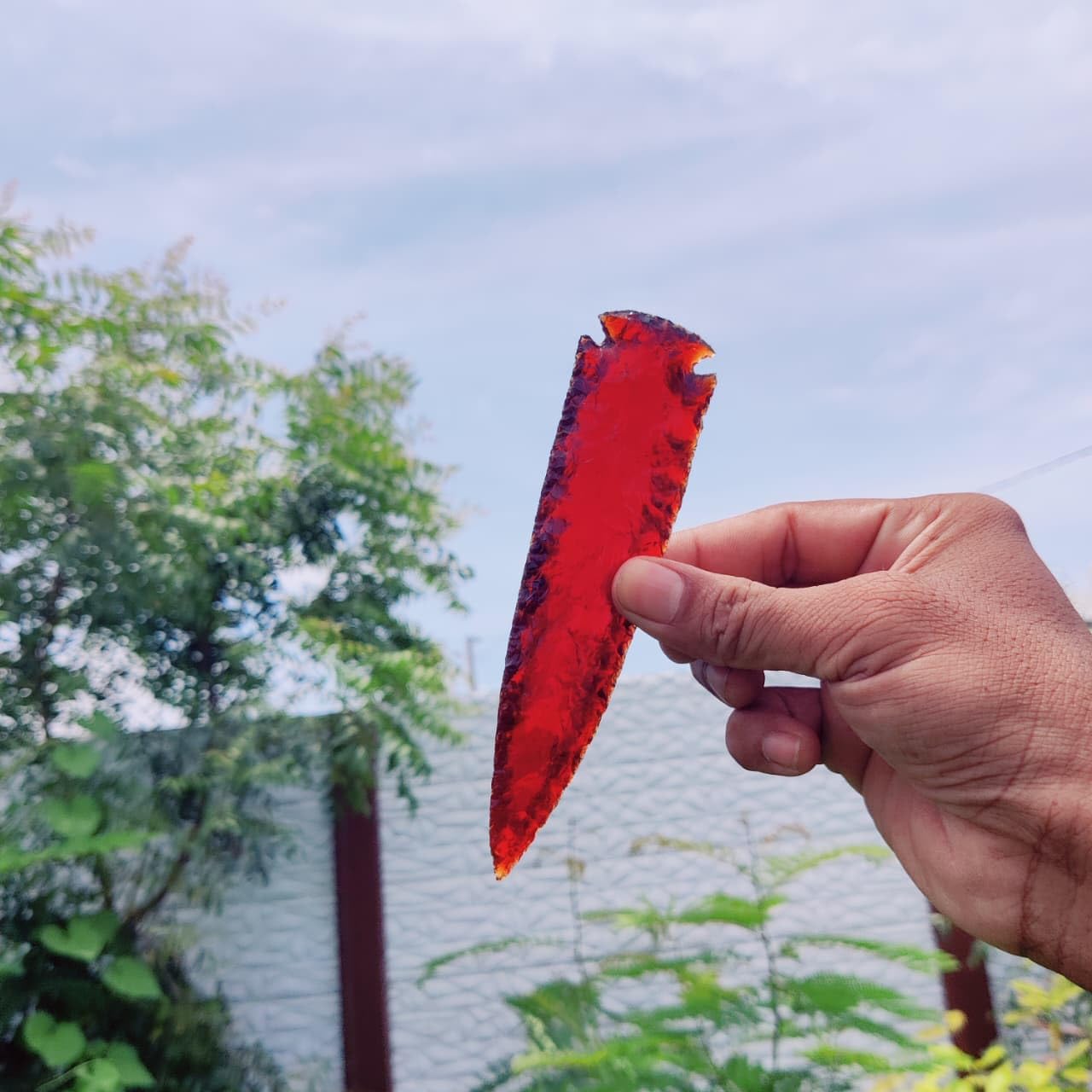 ForestOfCrystals 6 Inch Large Red Obsidian Arrowhead – Handcrafted Crystal Spearhead – Decorative Healing Stone Point for Protection, Meditation, and Home Decor Authentic Gemstone
