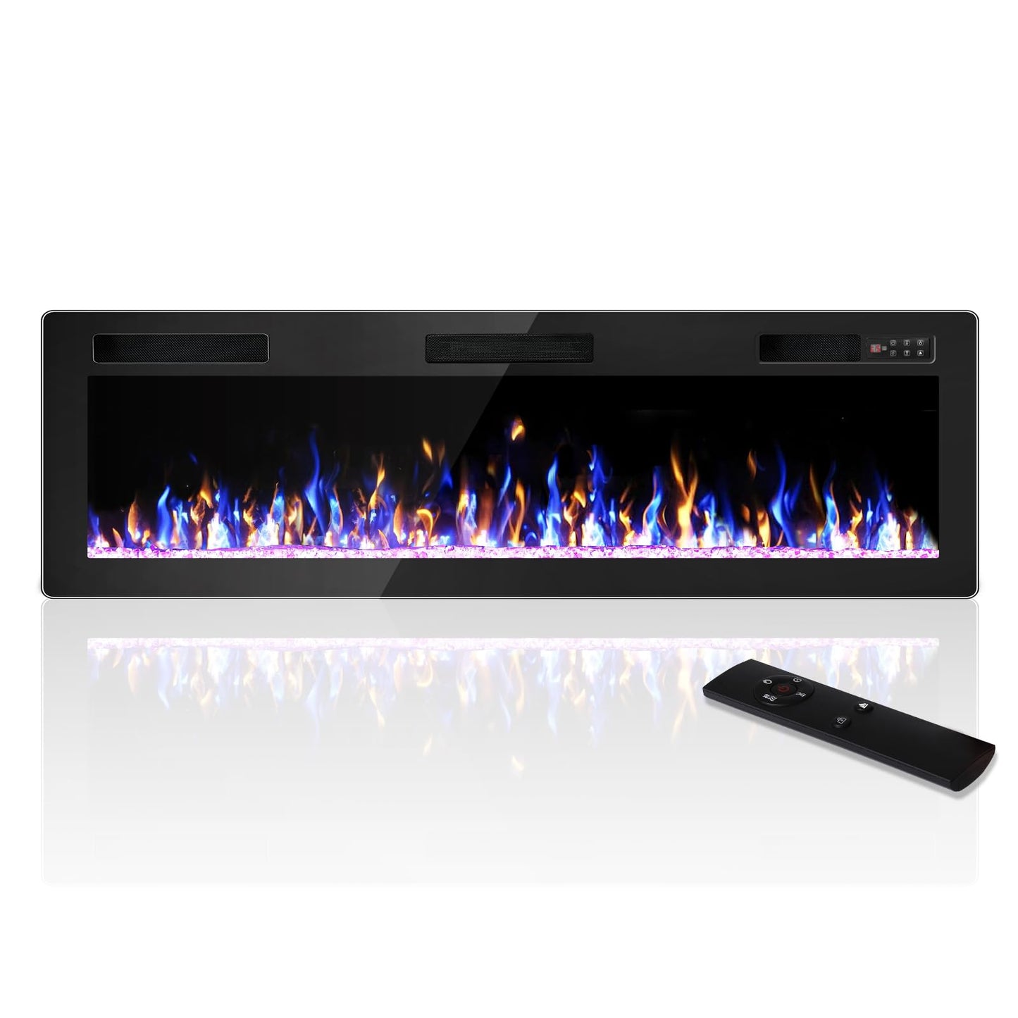 VENDORZ Electric Fireplace, 60" Recessed and Wall Mounted Electric Fireplace, Electric Fireplaces Inserts Heater, 750W/1500W Fire Places and Wall Electric Fireplaces with Remote Control