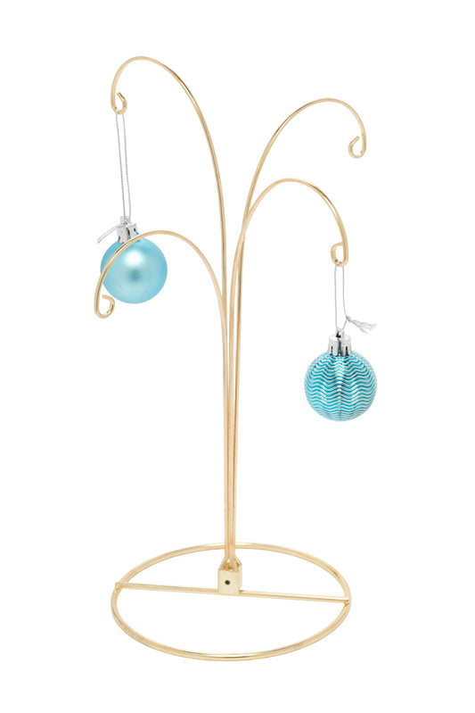 Creative Hobbies 2 Pack of Metal Ornament Display Stands – 12″ Tall with Four Hooks at Varying Heights for Christmas Ornaments and Keepsakes (Gold)