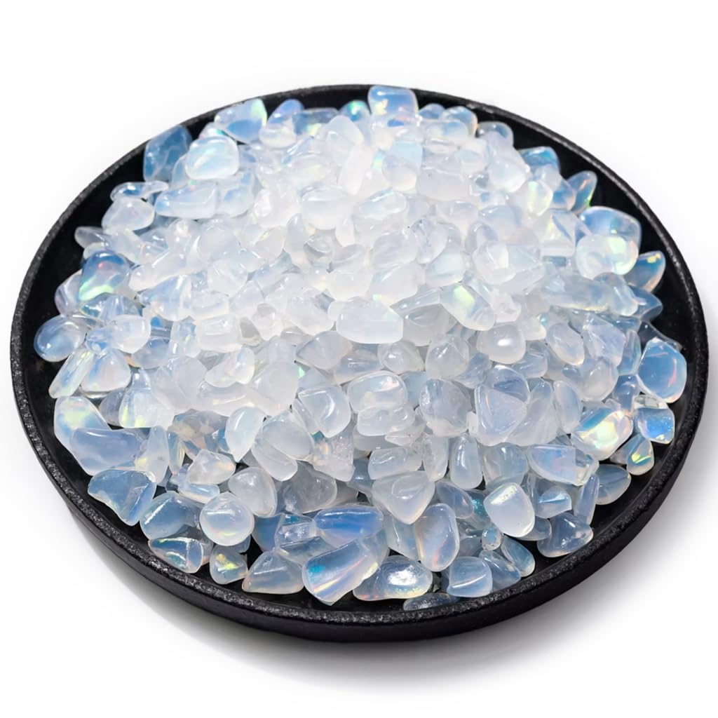 Polished Opalite Crystal Chips 200 Pcs - 0.3" 10 oz Tumbled Stone Chips Crushed Sea Glass Stones Healing Reiki Crystal Making Home Decoration