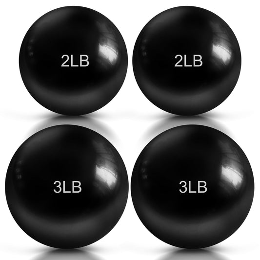 Halloscume 4 Pcs 1 lb 2lb 3lb 4lb 5lb Weighted Toning Balls for Exercise, Innovations Soft Medicine Balls for Exercise, Pilates, Yoga, Balance, Flexibility (Black,2 Lbs & 3 Lbs)