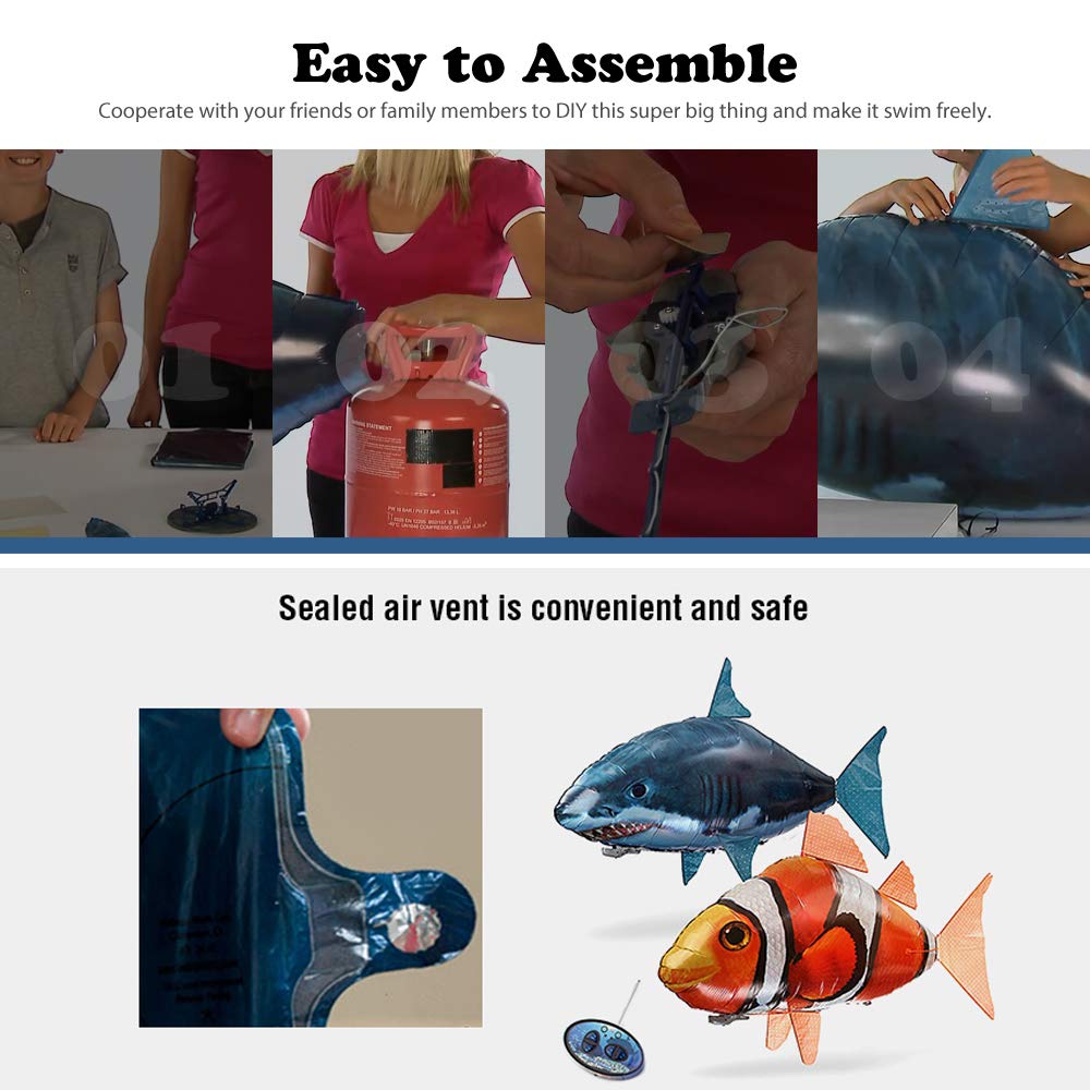 Remote Control Shark Toys Swimming Fish RC Animal Toy Infrared RC Fly Air Balloons Clown Fish Toy Gifts Party Decoration Balloon ANTI-GRAVITY INDOOR TOY HOVERS and FLOATS in MID-AIR(Orange)
