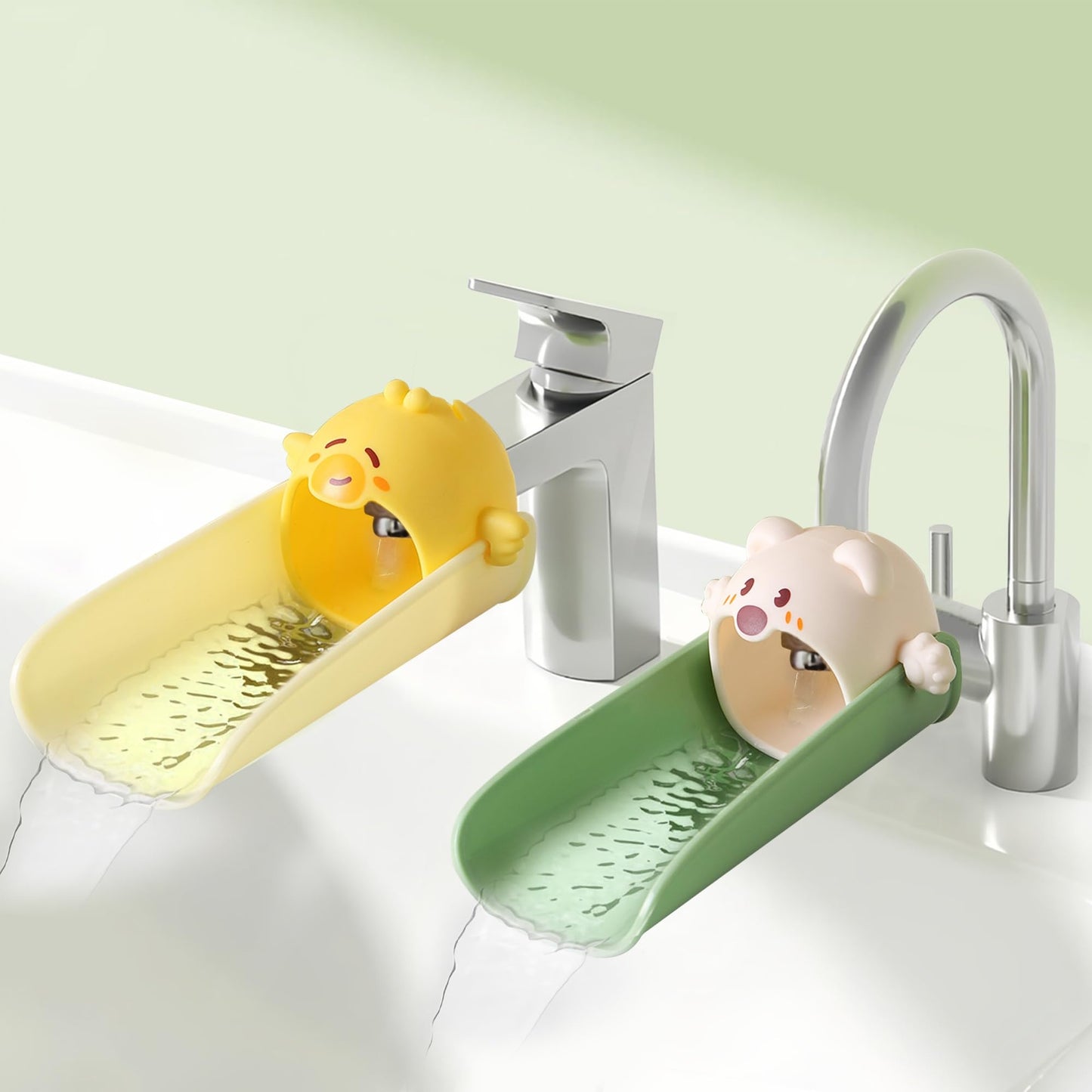 2 Pack Faucet Extender for Toddlers, PANIMOSI Kids Sink Extender for Bathroom, Kitchen, BPA Free, Baby Hand Washing Water Spout Extender Fits Standard and Gooseneck Faucet