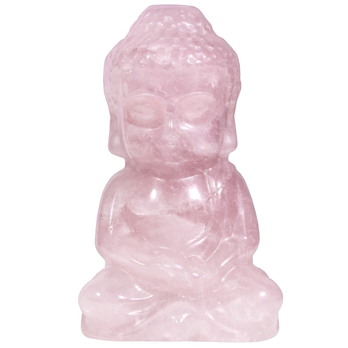 mookaitedecor Rose Quartz Meditating Buddha Crystal Figurine Crystal Healing Pocket Stone Carved Statue for Home Feng Shui Decoration 1.9 inch