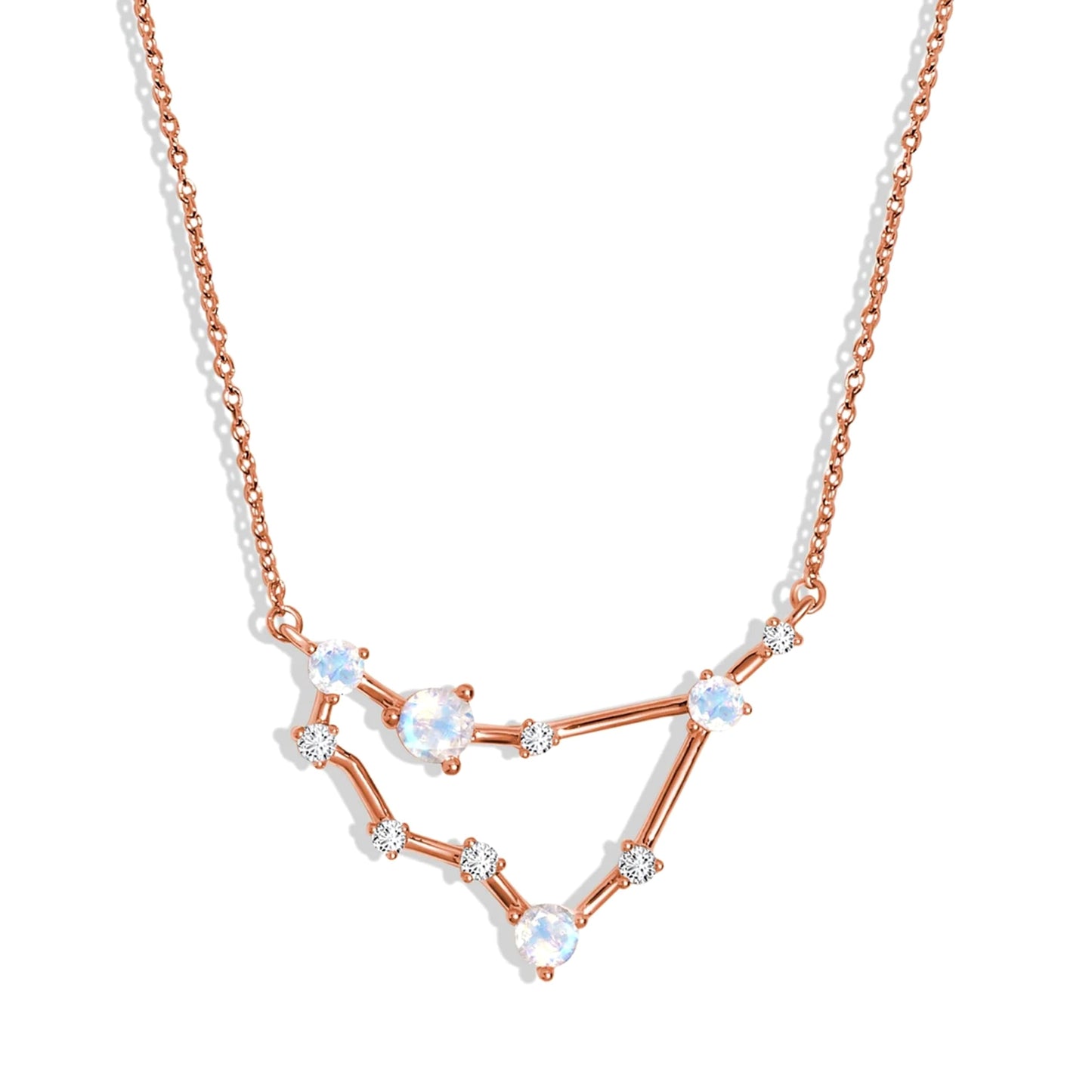 Moon Magic Moonstone Necklace - Capricorn Zodiac Constellation / 925 Sterling Silver - 18k Rose Gold - Yellow Gold Rainbow Moonstone Necklaces for Women/Authentic Rainbow Crystal Jewelry