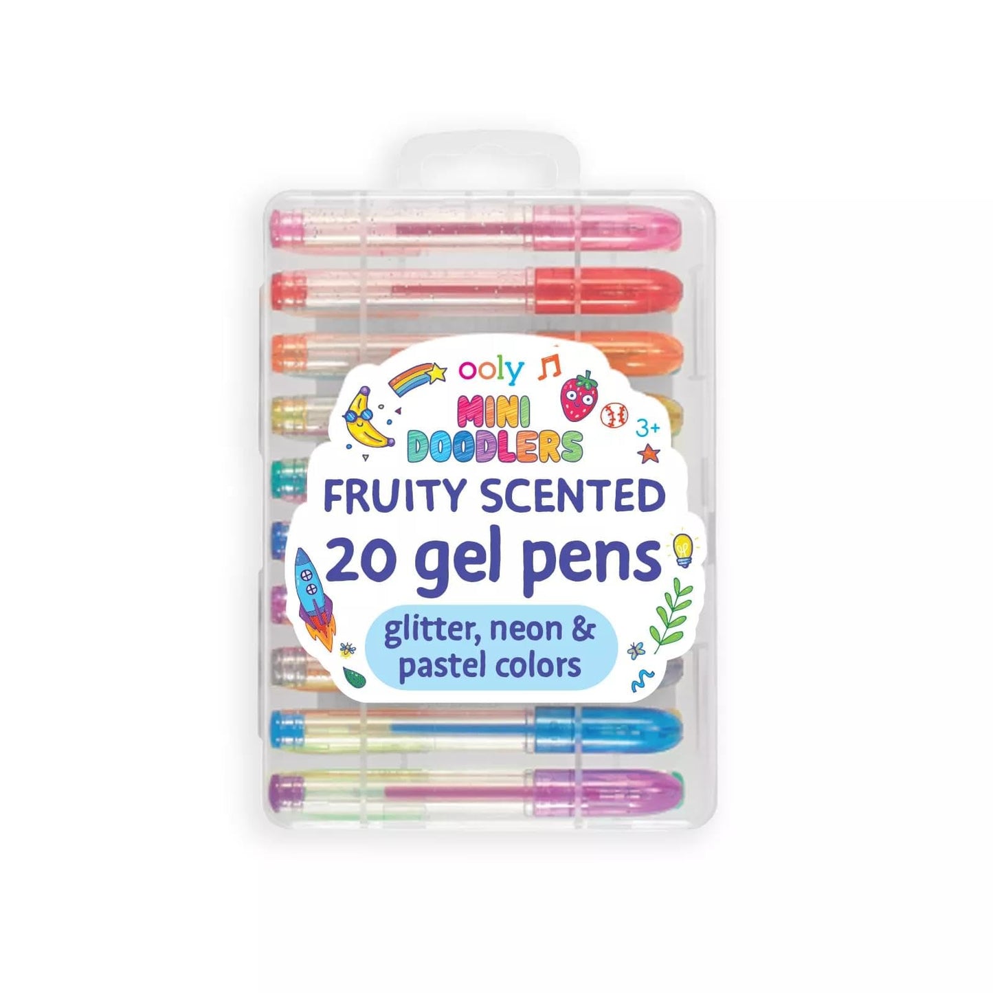 Ooly Scented Mini Doodlers Gel Set of 20 Pens - 20 Mini Glitter, Neon and Pastel Scented Gel Pens for Kids and Adults, Art and Stationery Supplies