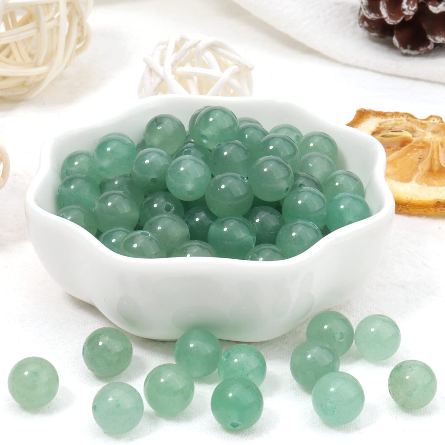 35pcs 10mm Natural Stone Beads Green Aventurine Beads Energy Crystal Healing Power Gemstone for Jewelry Making, DIY Bracelet Necklace
