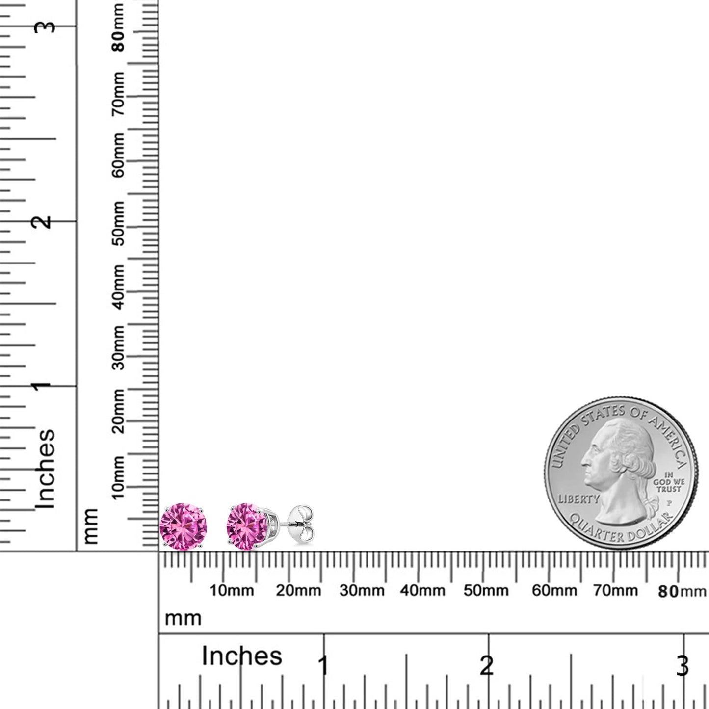 Gem Stone King 2-4 Cttw Round Gemstone Birthstone Stud Earrings For Women Men | 925 Sterling Silver | Round 7MM | Fine Jewelry Gifts for Women Her Mom Wife Men | Pink Created Sapphire-September