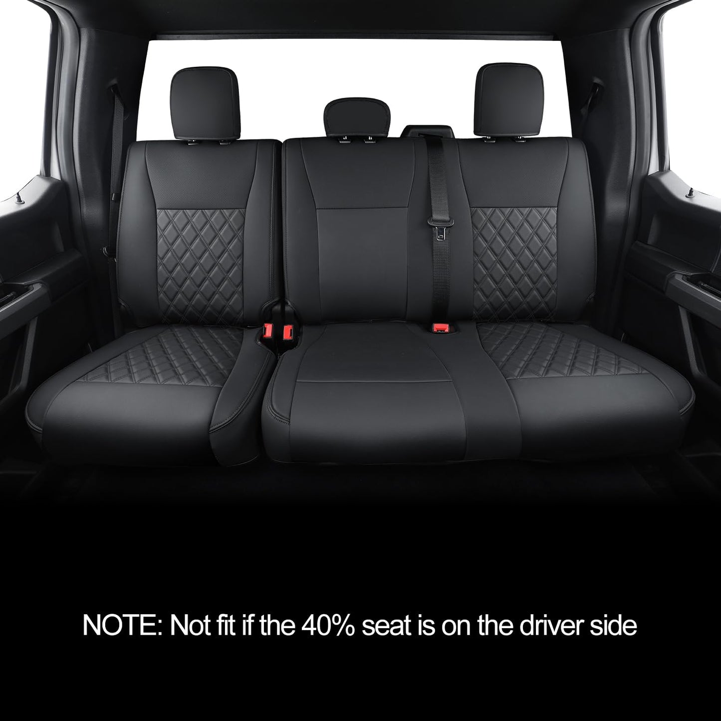 LUCKYMAN CLUB Custom Seat Covers X06-XLT for F150 SuperCrew 2015-2025 Pickup Car Truck, Waterproof Faux Leather, Full Coverage, Also Fit 2017-2025 F250/F350 (Black Full Set)