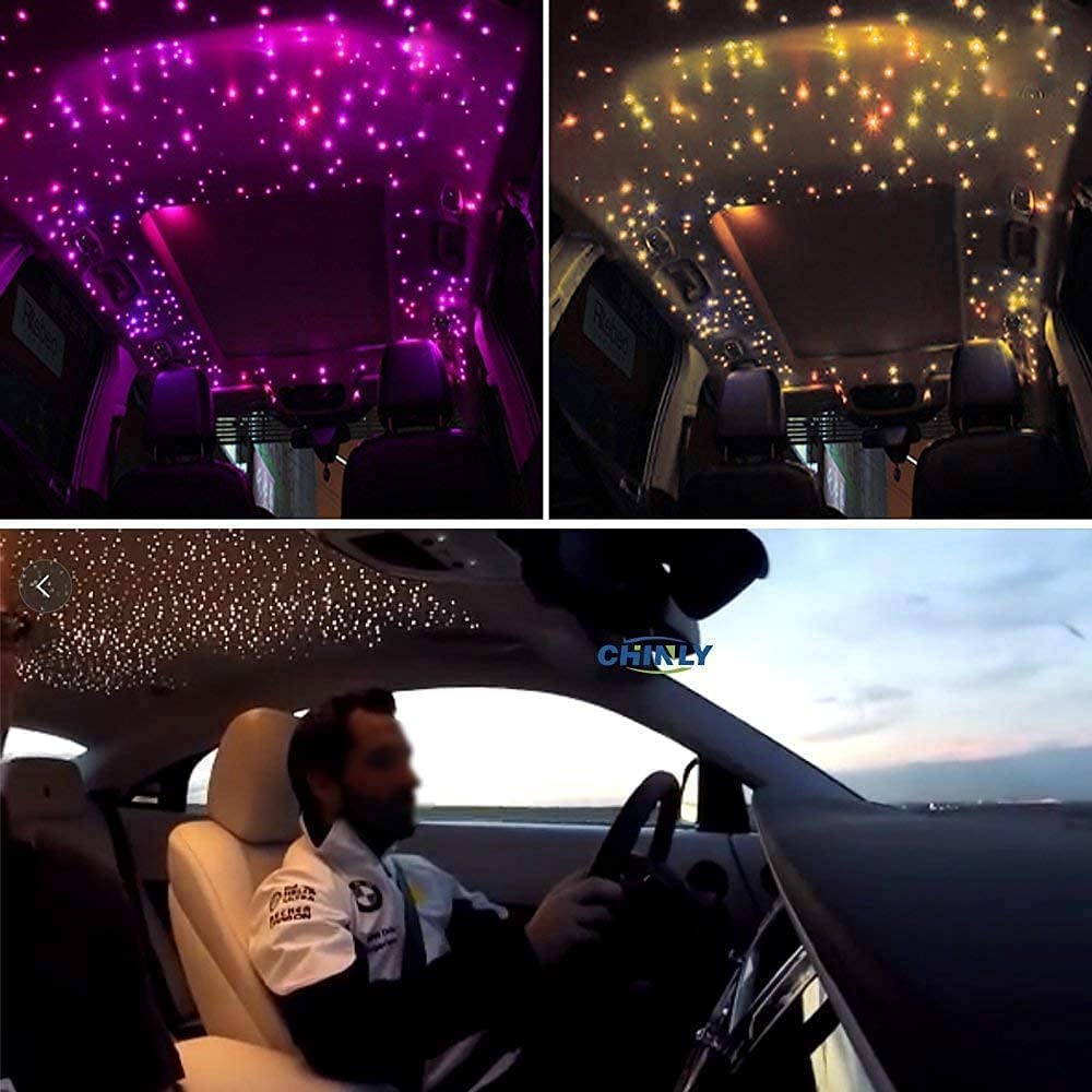 CHINLY Twinkle 650pcs 9.8ft 0.03in Starlight Headliner Fiber Optic Lights kit, Music Mode Bluetooth APP Control Remote, RGBW Star roof Lights for Star Headliner/Home Theater/Pool Ceiling