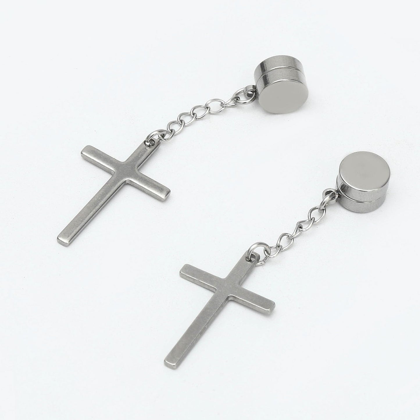 NEWITIN Magnetic Stud Earrings for Men Clip on Earring Stainless Steel Magnet Earring Unisex Non Piercing CZ Hoop Cross Diamond Magnetic Earrings for Men Women