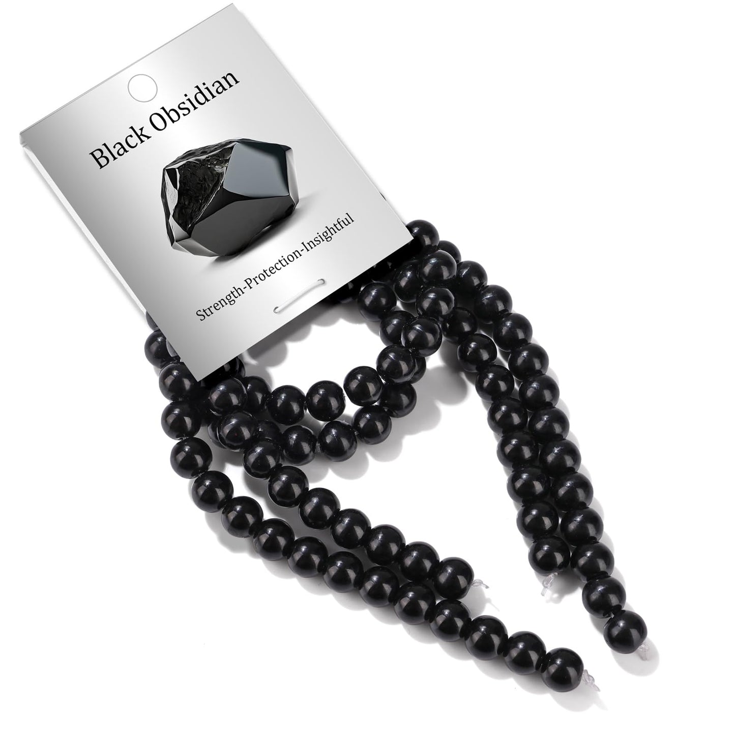 Risyfjew 100PCS 8mm Natural Black Obsidian Beads Gemstone Round Loose Beads for Jewelry Making Chakra Crystal Stone Beads for Bracelets Necklace Earrings Making Supplies (100pcs/Strand)