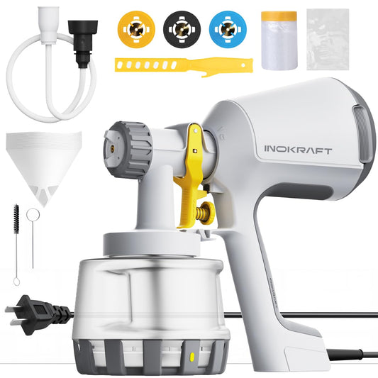 InoKraft Paint Sprayer, 700w HVLP Paint Sprayer Includes 3 Nozzles, 3 Patterns & Whole Cleaning kit for House Painting, Furniture, Cabinets, Compatible with Stains, Sealers and Latex Paints,1200ml