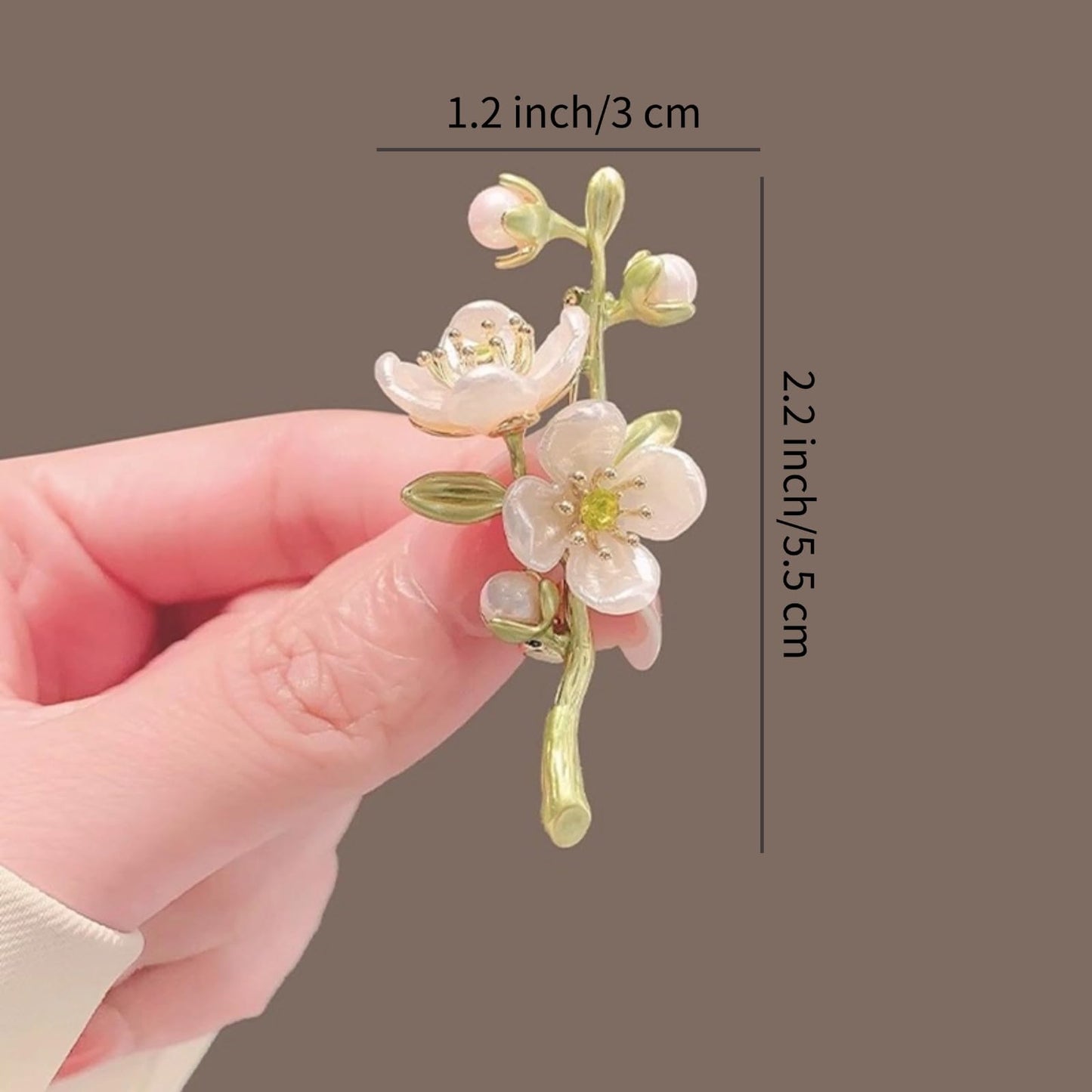Elegant Flower Brooch for Women, Vintage Premium Enamel Boutonniere, Coat and Suit Pendant Necklace, Jasmine Magnolia Lily Osmanthus Designs (Jasmine)