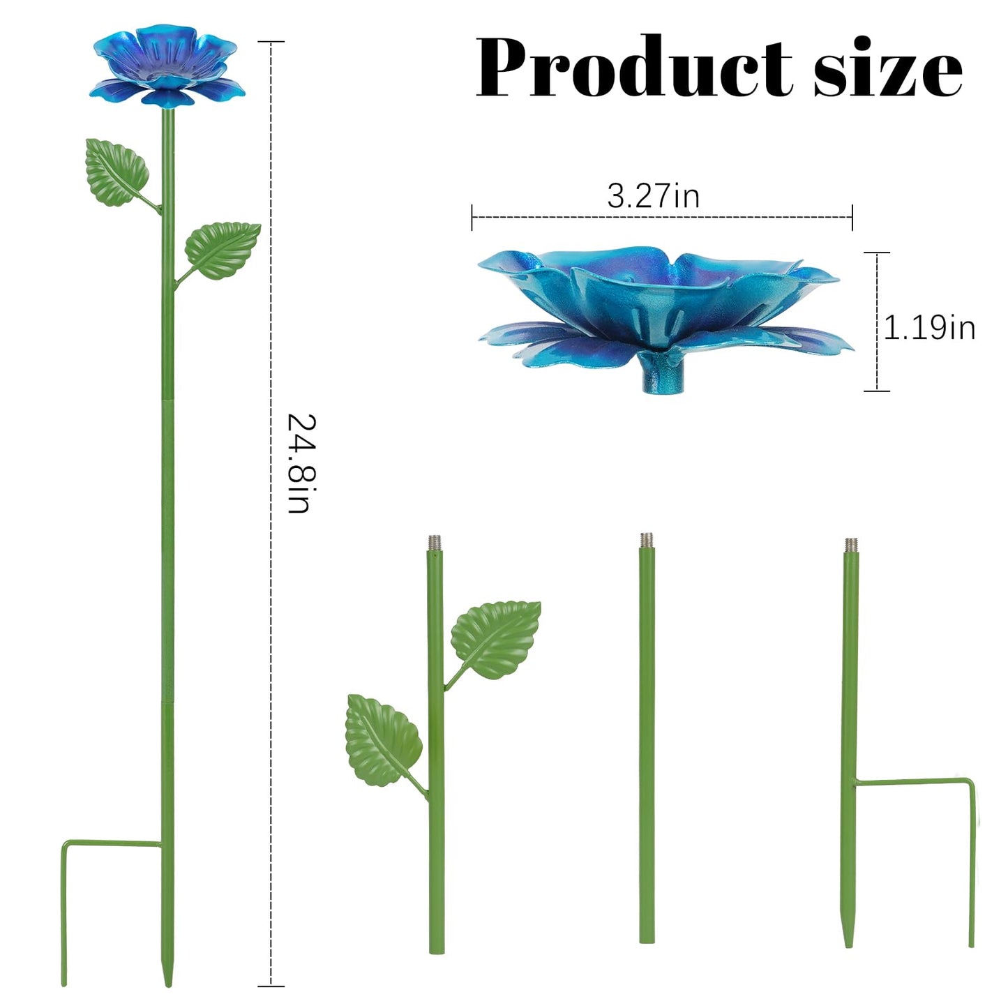 Retyion 4 Pack Bee Watering Station - Flowers Butterfly Feeder, Bee Water Feeders for Outside, Metal Garden Decor, Bee Baths for Garden Yard Patio (Blue,Yellow,Red,Green)