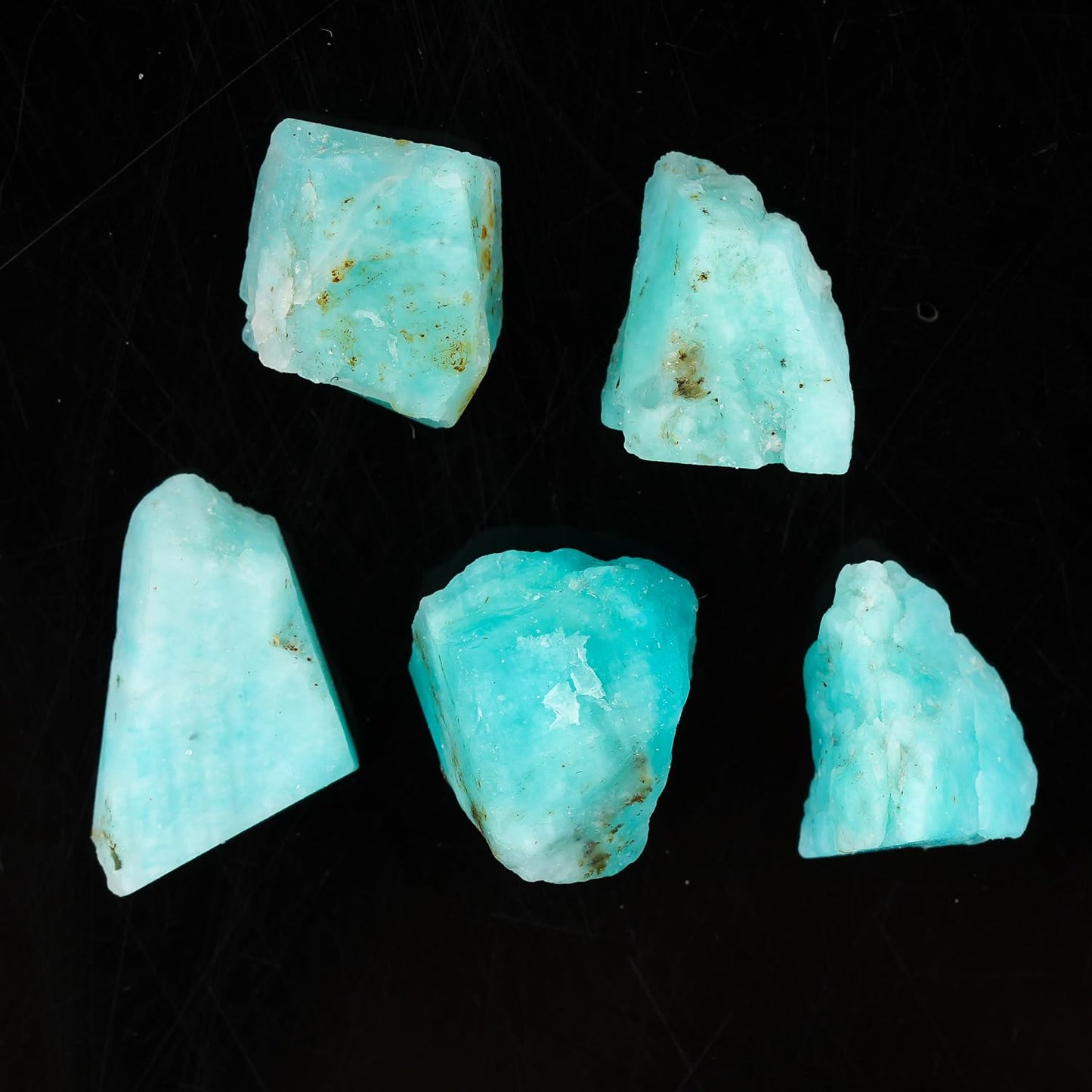 CRYSTALINES 5pcs Wholesale Natural Raw Amazonite Gemstone, Untreated Rough Stone, Bulk Loose Supplies, DIY Crafts, Jewelry Making, Healing Crystals, Wire Wrapping, Gem Collection