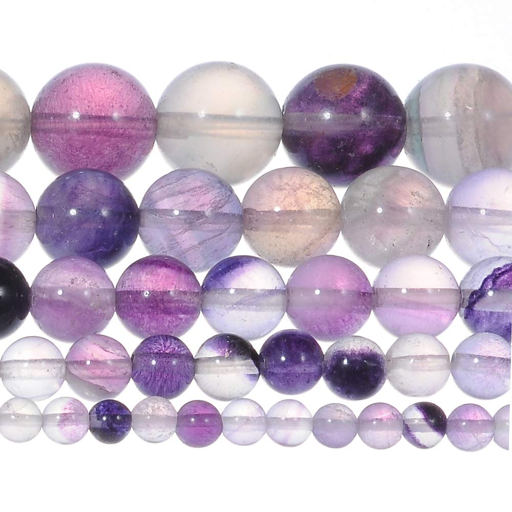 10mm Natural Purple Fluorite Gemstone Round Loose Beads Crystal Stone Bracelet Necklace Accessories Crafts for Jewelry Making DIY,1 Strand 15"