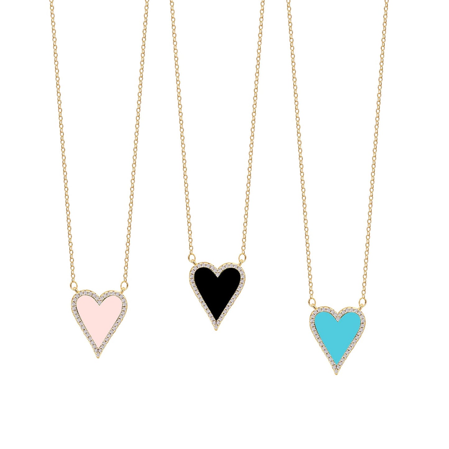 JINGDR Heart Necklace for Women Trendy Preppy Jewelry Gold Plated Love Heart Pendant, Heart Paperclip Chain Necklace Cute Heart Necklaces Birthday for Women Dainty Jewelry (blue)