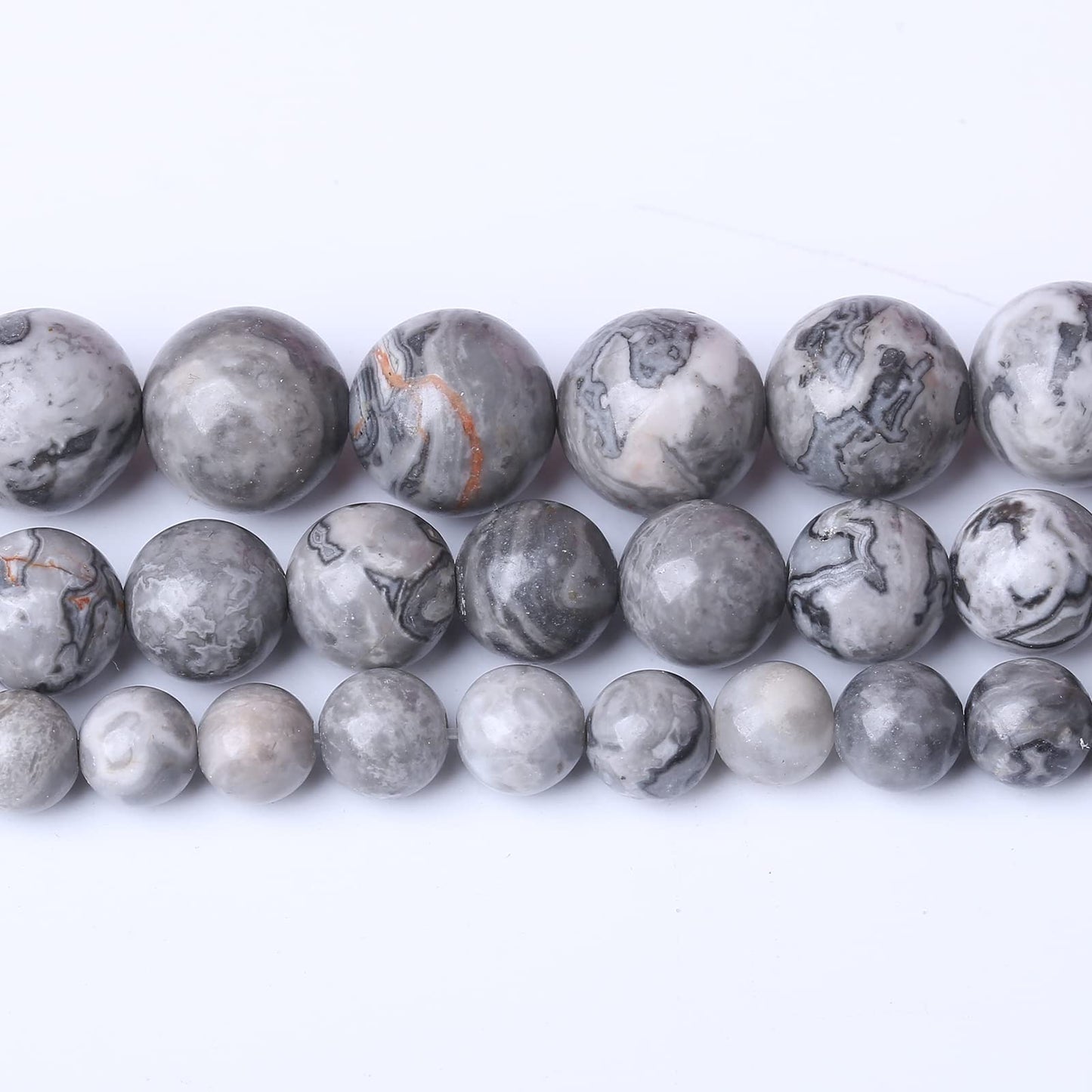 90PCS 4MM Grey map Stone Beads Natural Gemstone Bead Crystal Healing Energy Jewelry Making DIY 16 inches