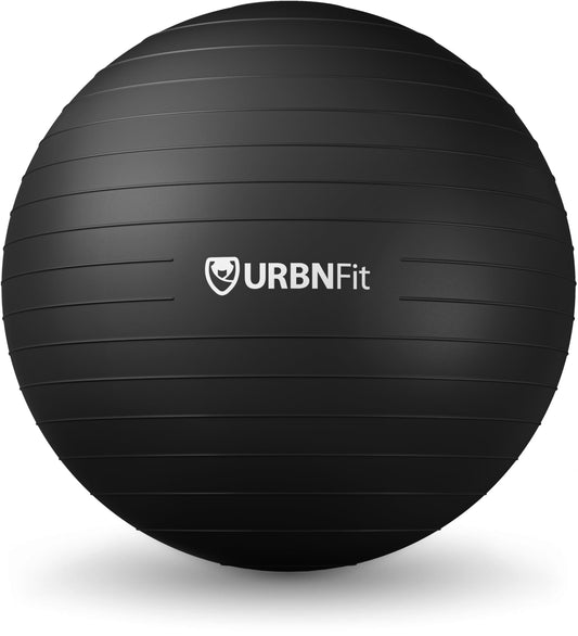 URBNFit Exercise Ball - Yoga Ball in Multiple Sizes for Yoga, Pilates, Pregnancy, Stability - Anti-Burst Swiss Balance Ball w/Quick Pump – Office Ball Chair for Home and Gym – 26 Inch - Black