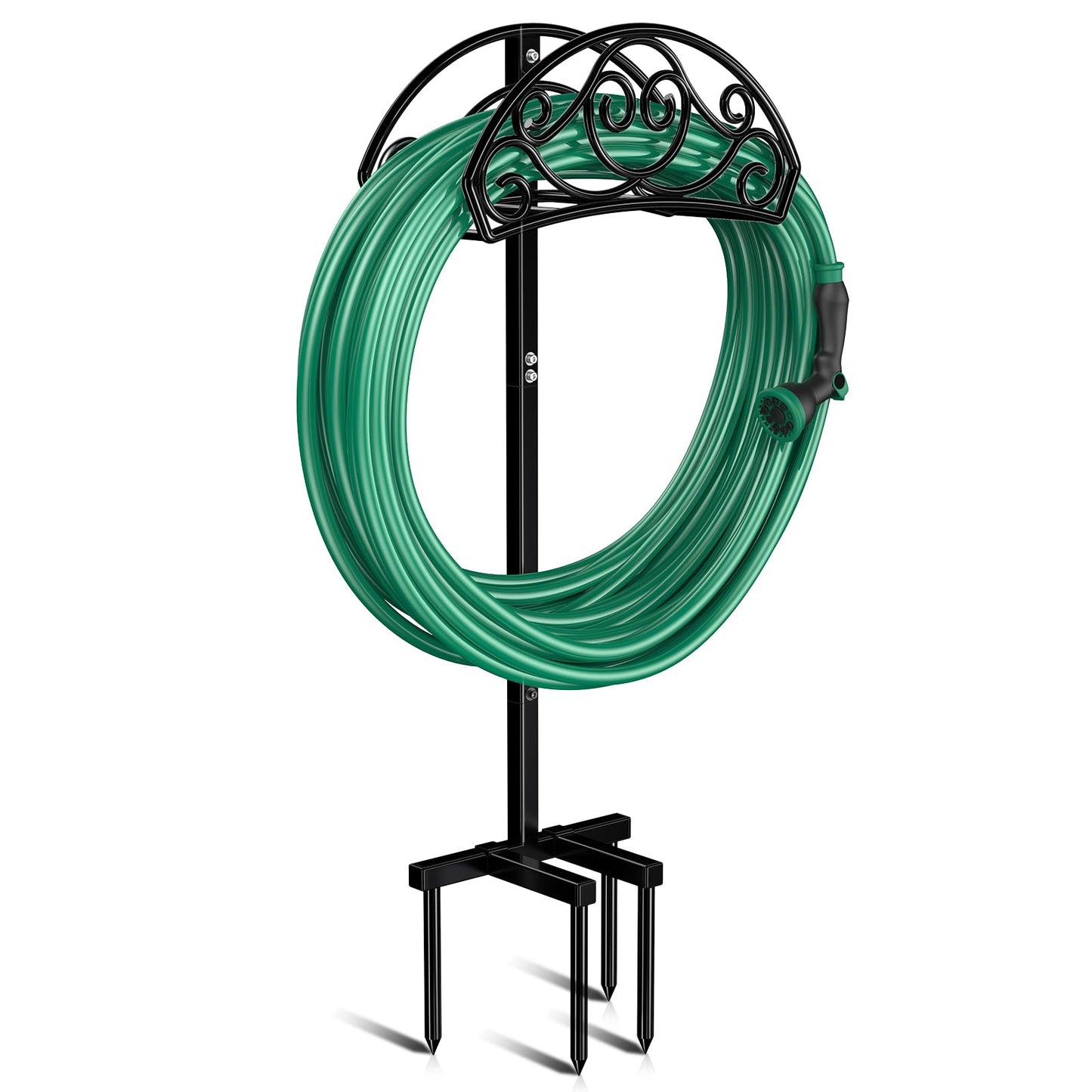 Sunvigor Garden Hose Holder Detachable Water Hose Holder, Thicker Metal Hose Stand Storage Rack, Freestanding Hose Storage for Outdoor, Yard, Lawn