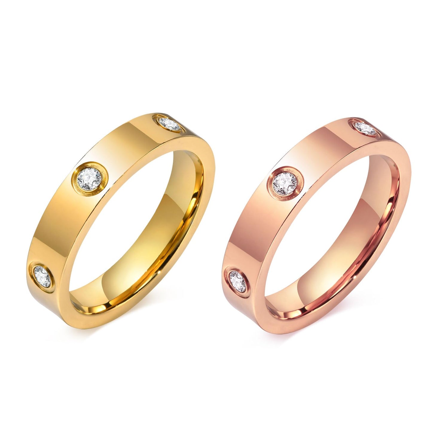MPRAINBOW Gold Rings for Women - 18K Gold Plated Stainless Steel Cubic Zirconia Friendship Band Wedding Party Trendy Jewelry,Christmas Birthday Gift for Girlfriend #6