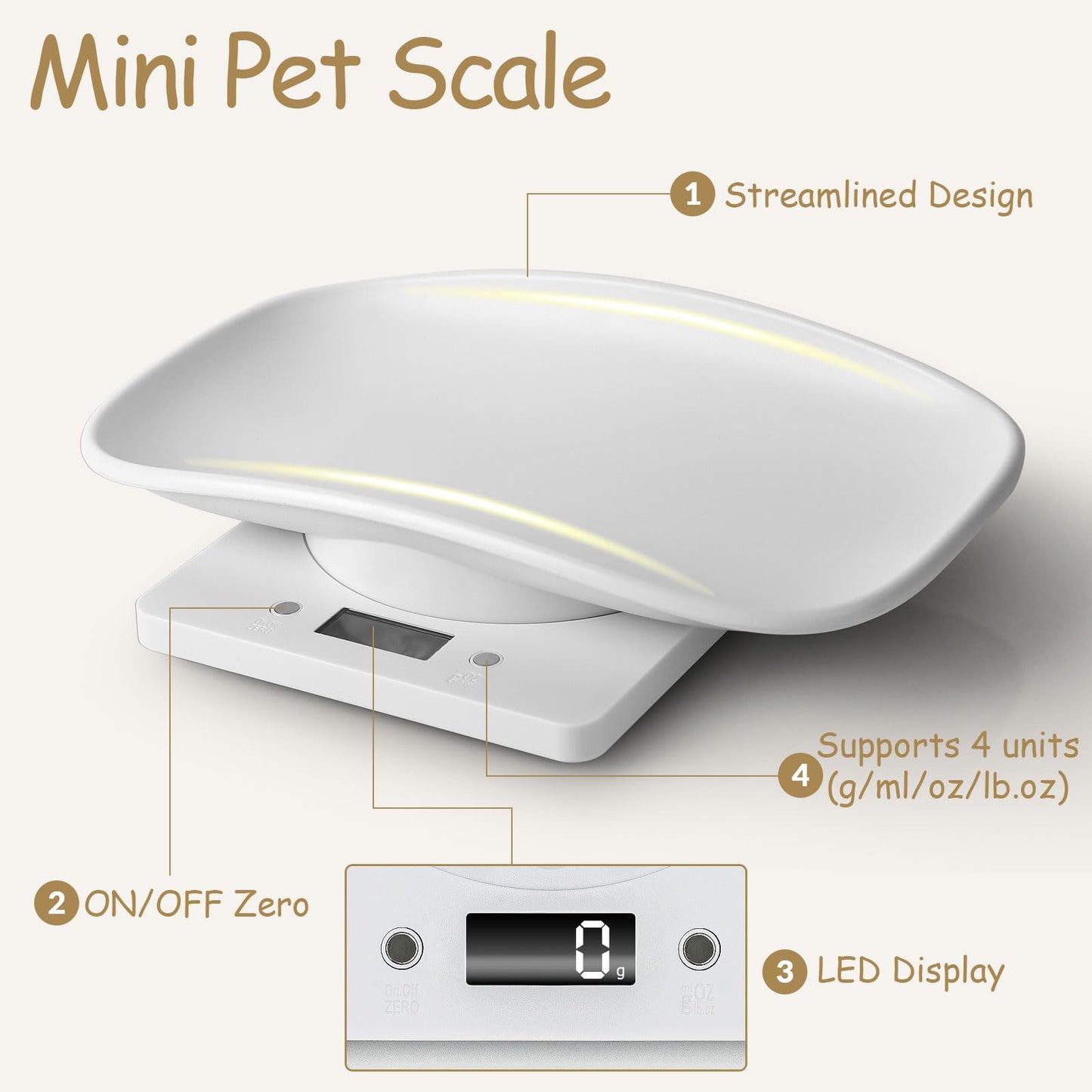 LYTDMSKY Digital Pet Scale, Puppy Scale for Weighing, Puppy Whelping Scale, Newborn Pet Weighing, Accurate Small Animal Scales for Kitten Hedgehog, Multi-Function LCD Scale,Max 33lb, 11.4 inch