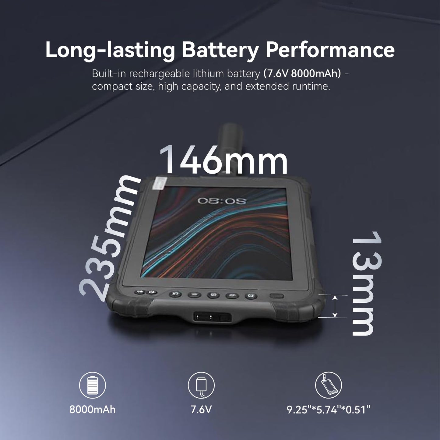 SingularXYZ T8 Pro GNSS GPS RTK Rover - High-Precision GIS and Surveying Device 8" HD Touch Screen, Centimeter-Level Handheld Survey Tablet, Android 10 OS Long Battery Life, High Compatibility RTK