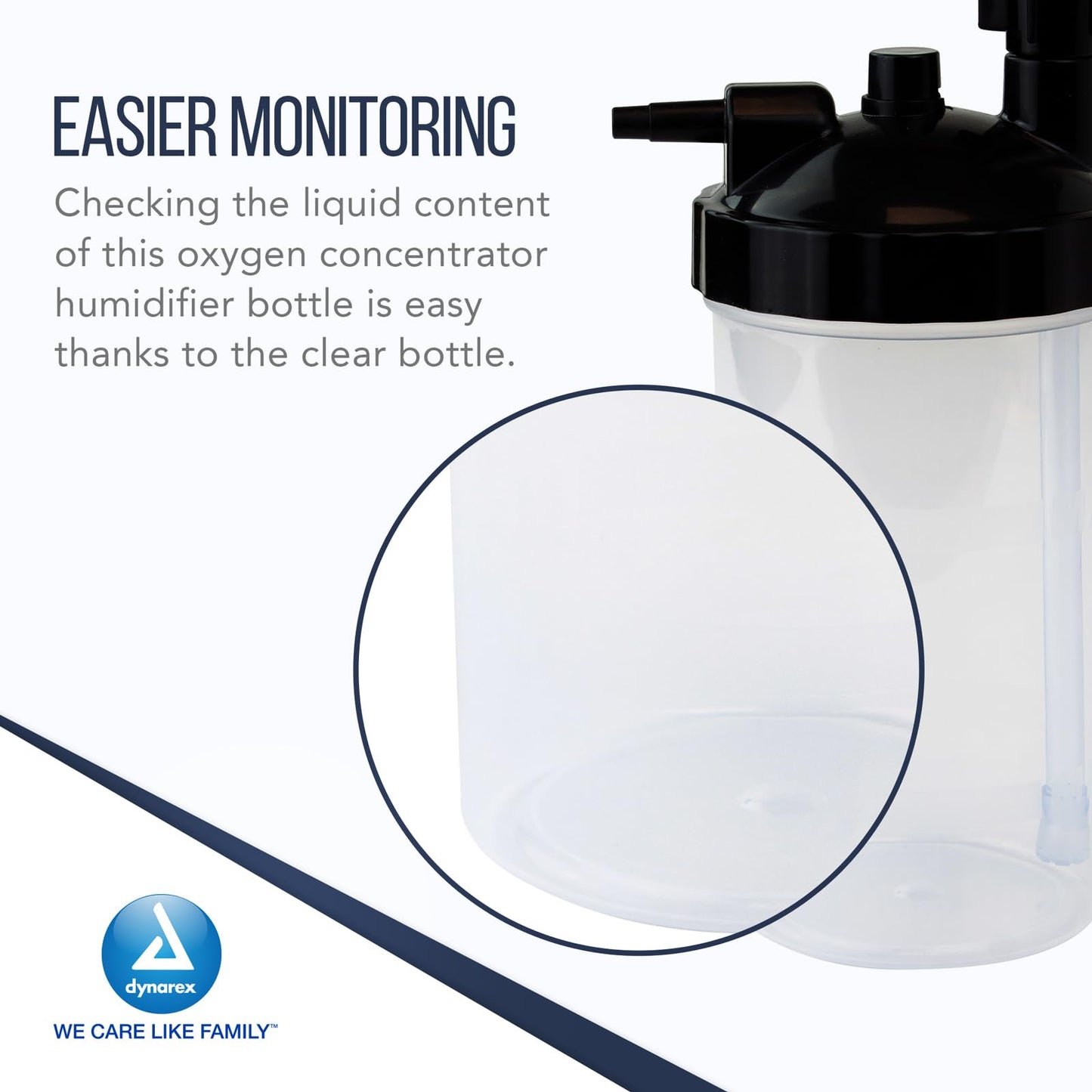 Dynarex 34221 Dry Bubble Humidifier Bottle for Concentrator, Transparent/Black, 400ml Capacity, Pack of 50