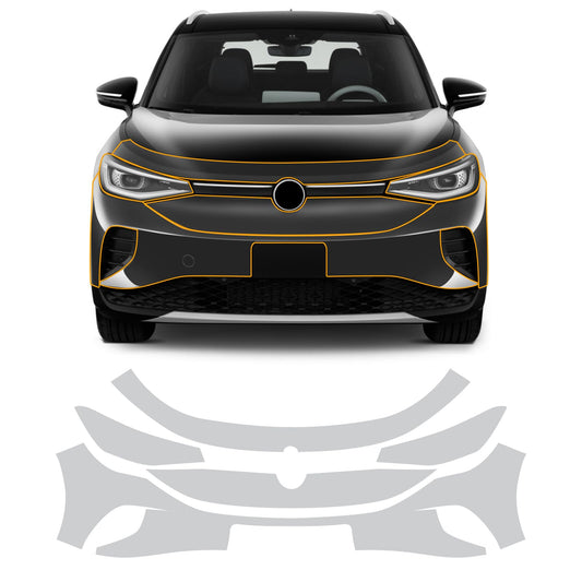 FDAIUN for Volkswagen ID.4 2021-2024 PPF Precut Gloss Clear Car Paint Protective Film Self Healing TPU HD Film Scratch Protector Exterior Accessories (Front Bars + Headlights 5Pcs)
