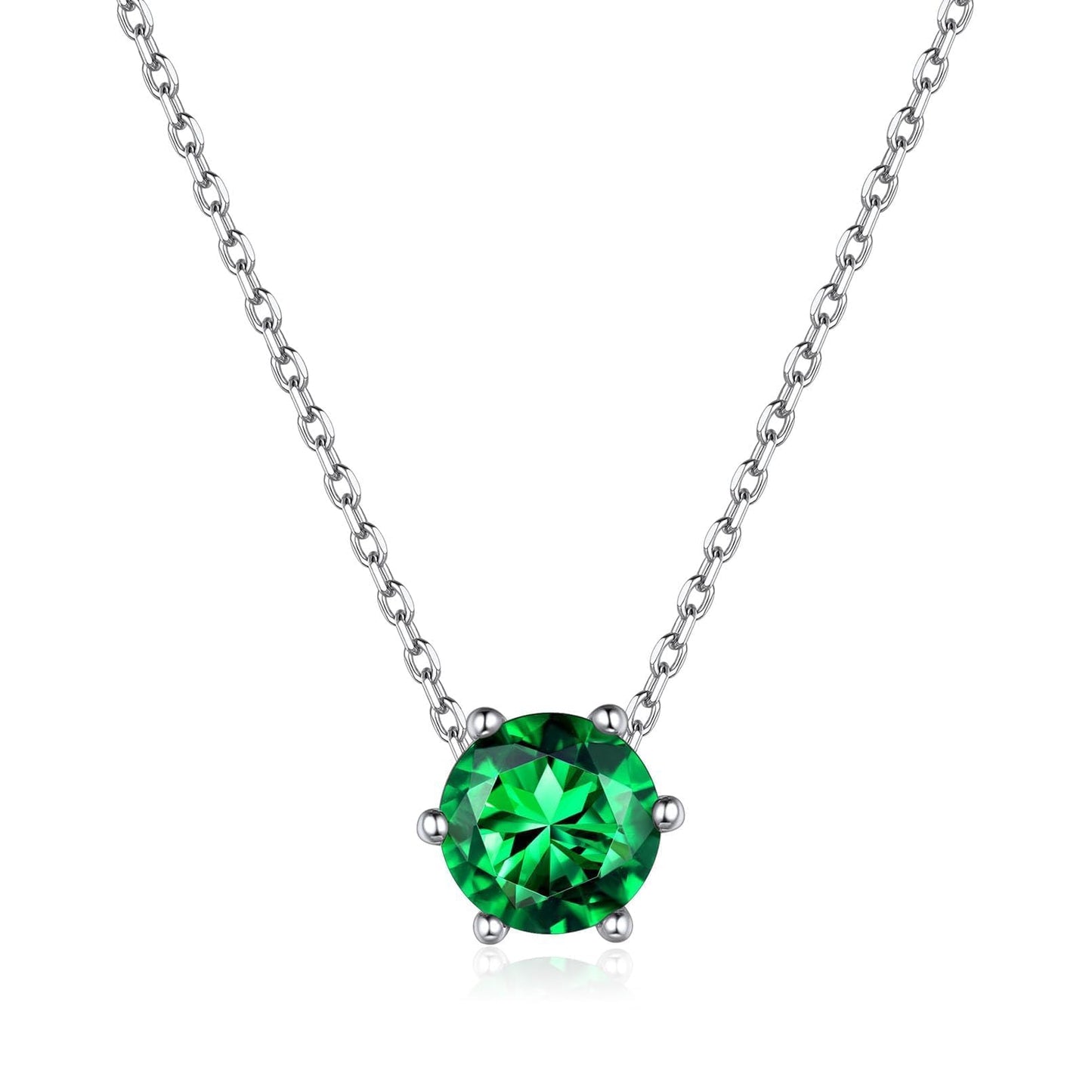 ChicSilver Sterling Silver Birthstone Necklace May Emerald Necklaces for Women 925 Sterling Silver Green Necklace for Women