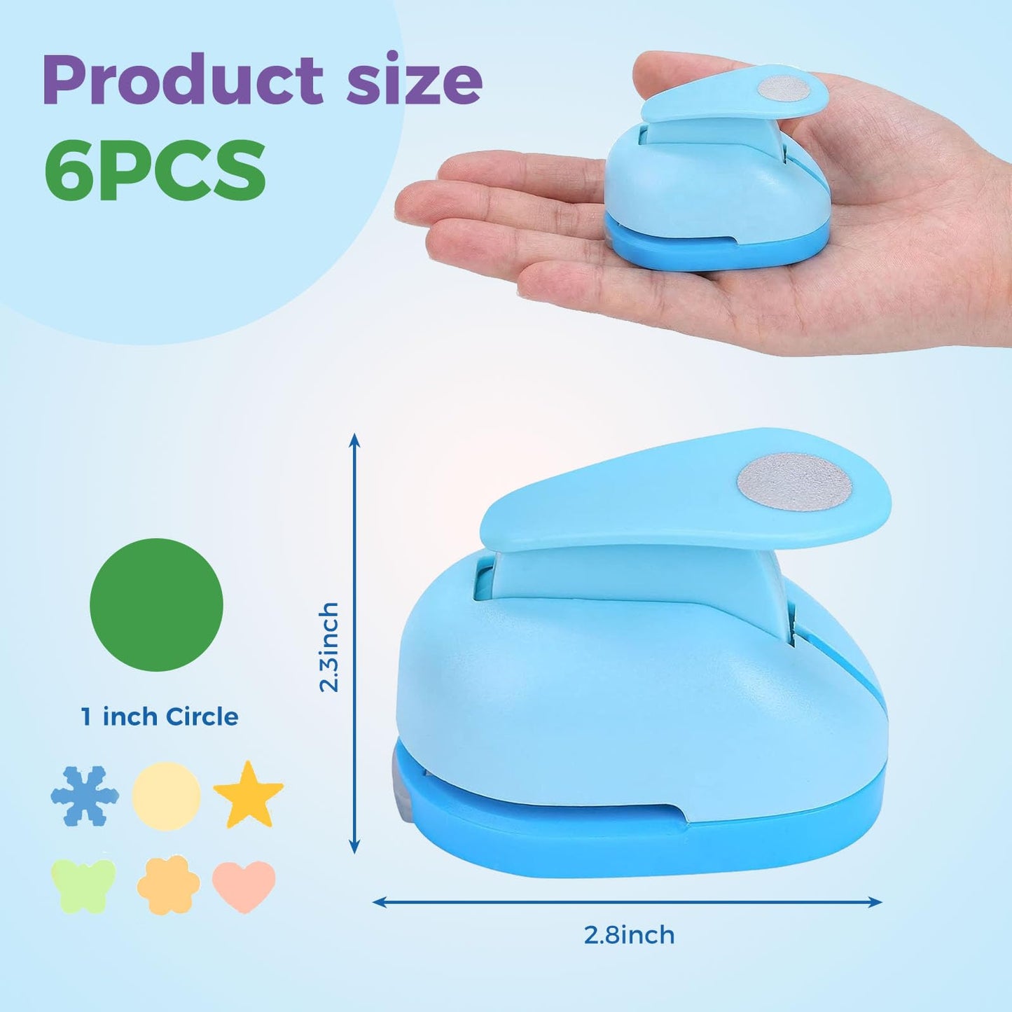 LOVEINUSA 6PCS Shape Paper Craft Hole Punch Set, Tool Paper Hole Punch Shapes Creative Handmaking for DIY Scrapbooking, Greeting Cards, Festival Decoration, Albums Photos