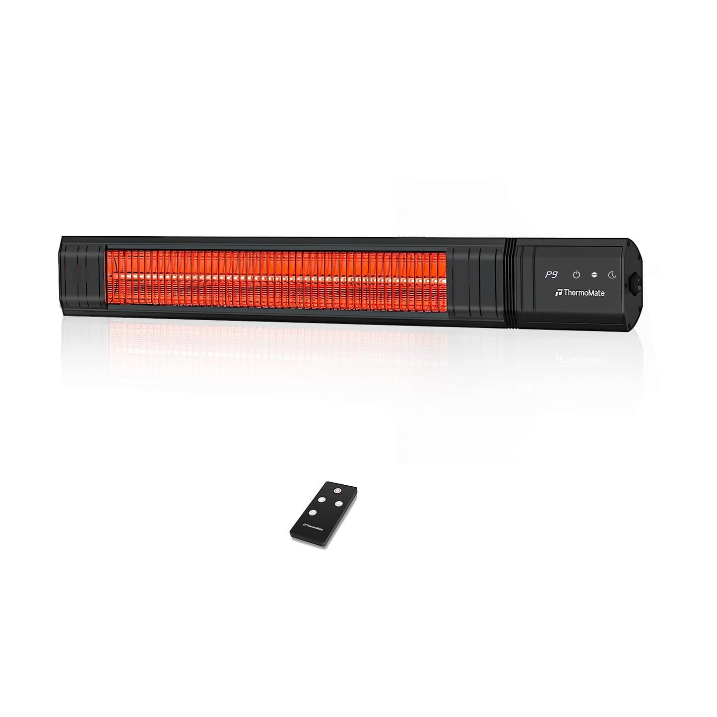 ThermoMate Infared Patio Heater for Outdoor, Electric 1500W IP65 Waterproof with Remote, 9 Heating Levels & 24H Timer for Restaurant Backyard, Plug-in 120V Black