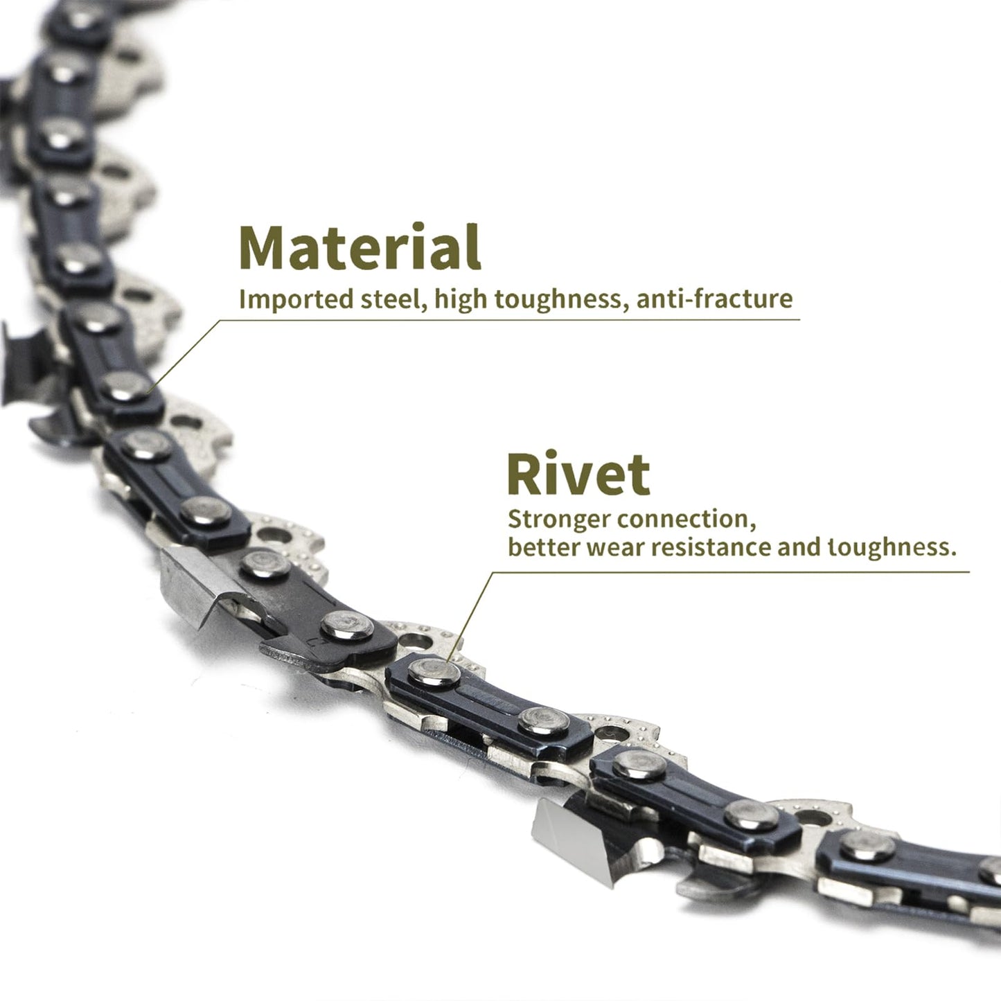 5 Pack 12 Inch Chainsaw Chain 3/8" LP Pitch .050'' Gauge 45 Drive Links fits Echo, Greenworks, Homelite, Craftsman, Remington, Poulan and more