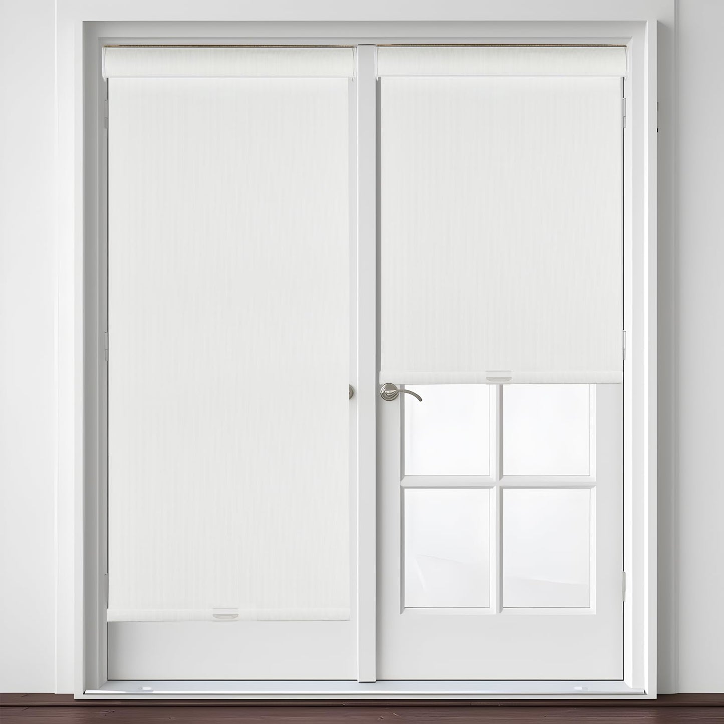 Persilux Free-Stop Cordless 100% Blackout Blinds for Window Shades with Linen Look Textured Fabric (White, 21" W x 72" H) Thermal Insulated Roller Shades for Windows Blinds for Home, Bedroom, Door