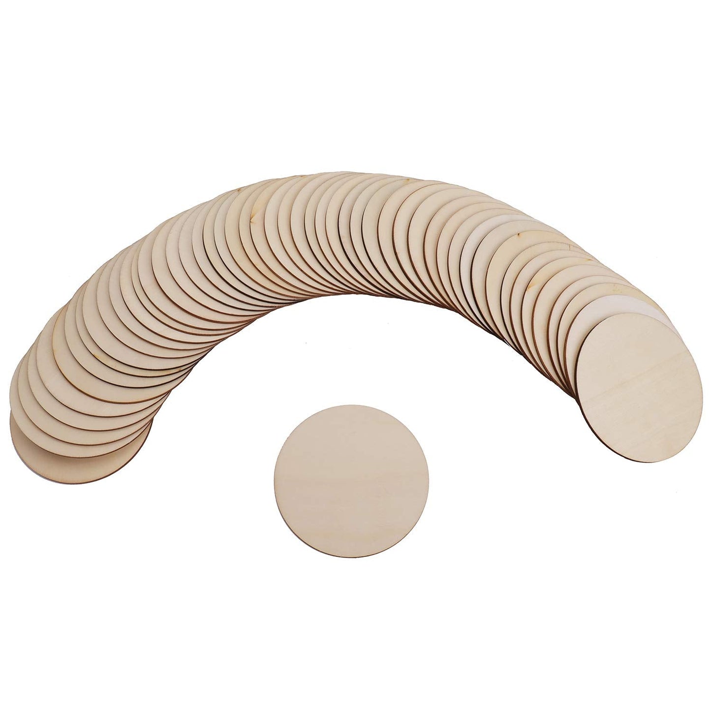 Foraineam 100 Pieces 4 Inch Unfinished Wood Circle Cutouts Round Natural Wooden Craft Circles Slices for Wooden Coasters, DIY Crafts, Painting, Writing, Engraving and Home Decoration