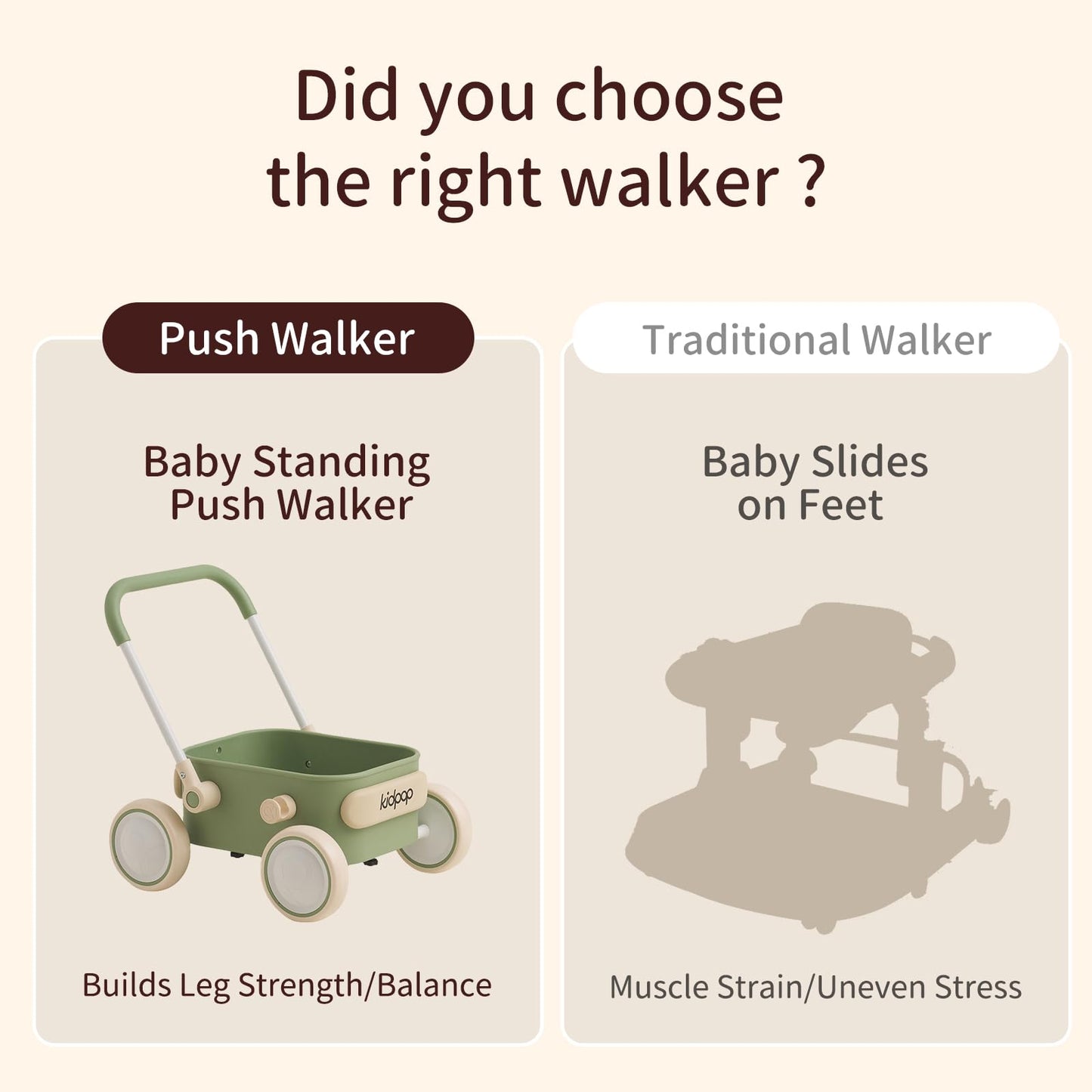 PULA Baby Push Walker with Wheels Toddler Wagon for First Learner Baby Toys 6-12 Months, 1 Year Old Birthday Gifts, Indoors and Outdoors (Red)