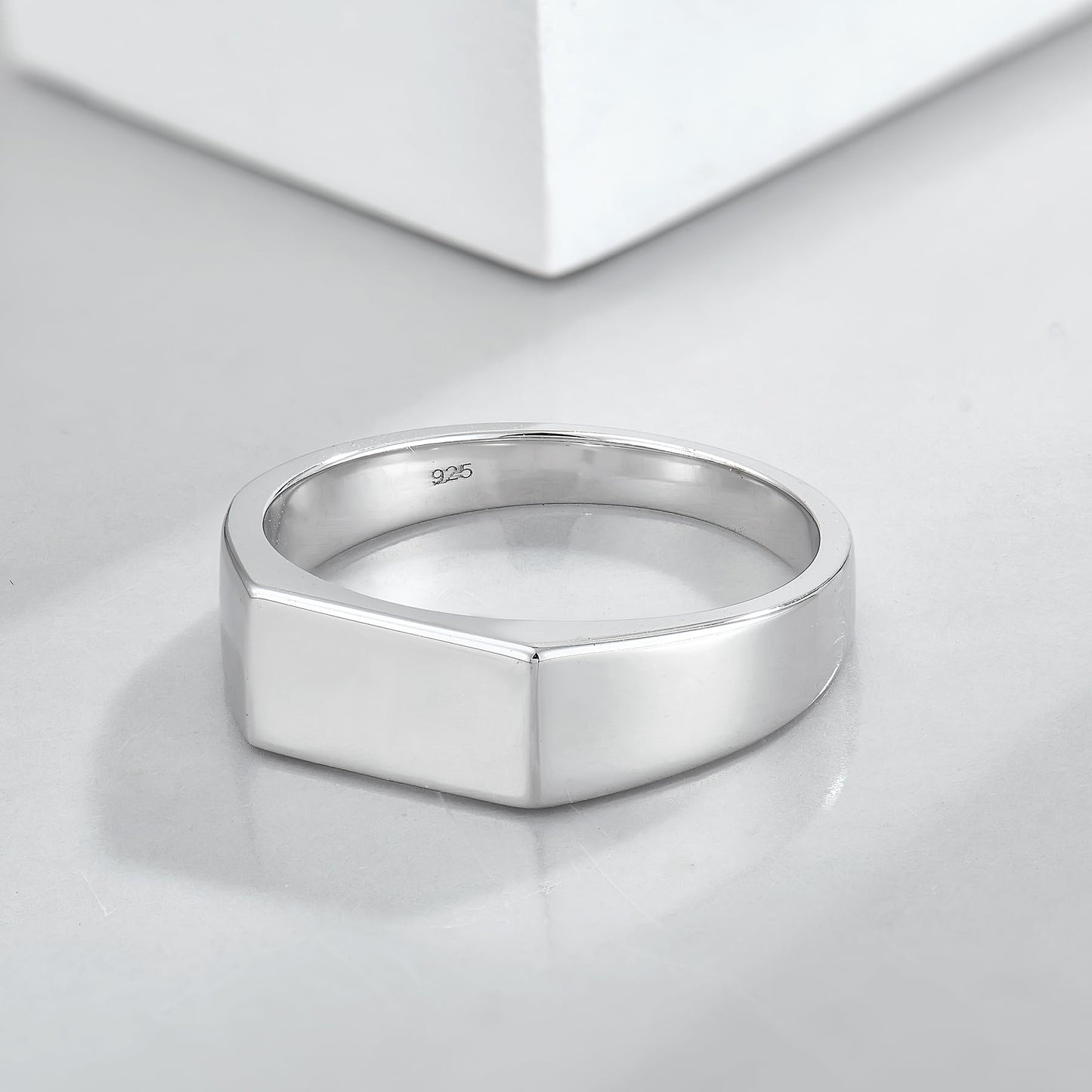 STARCHENIE Sterling Silver Signet Ring, 6mm Wedding Band, Unisex Pinky Thumb Ring Size 11