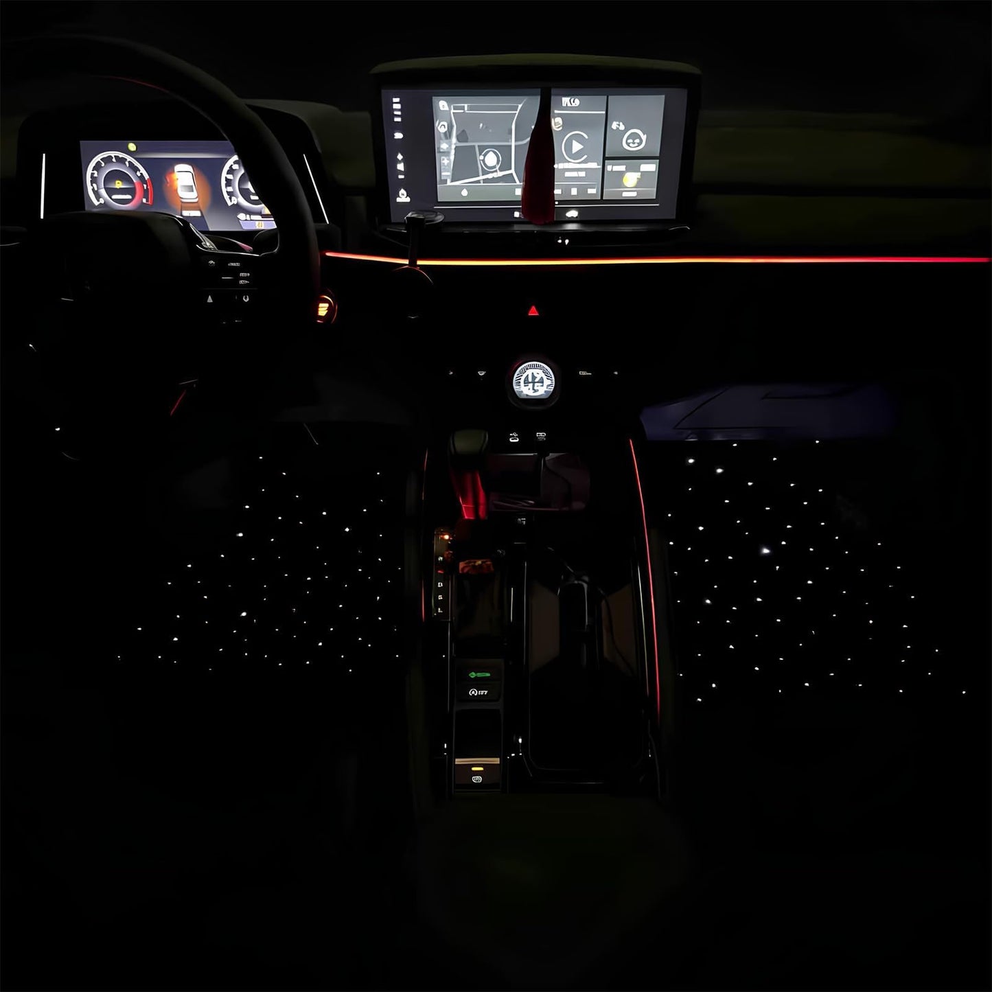 Starlight LED Car Floor Mats with Wireless Ambient Lighting – Waterproof Universal Fit Car Floor Mats with Lights for Cars, SUVs & Trucks – App & Remote Control RGB Fiber Optic, Anti-Slip Design