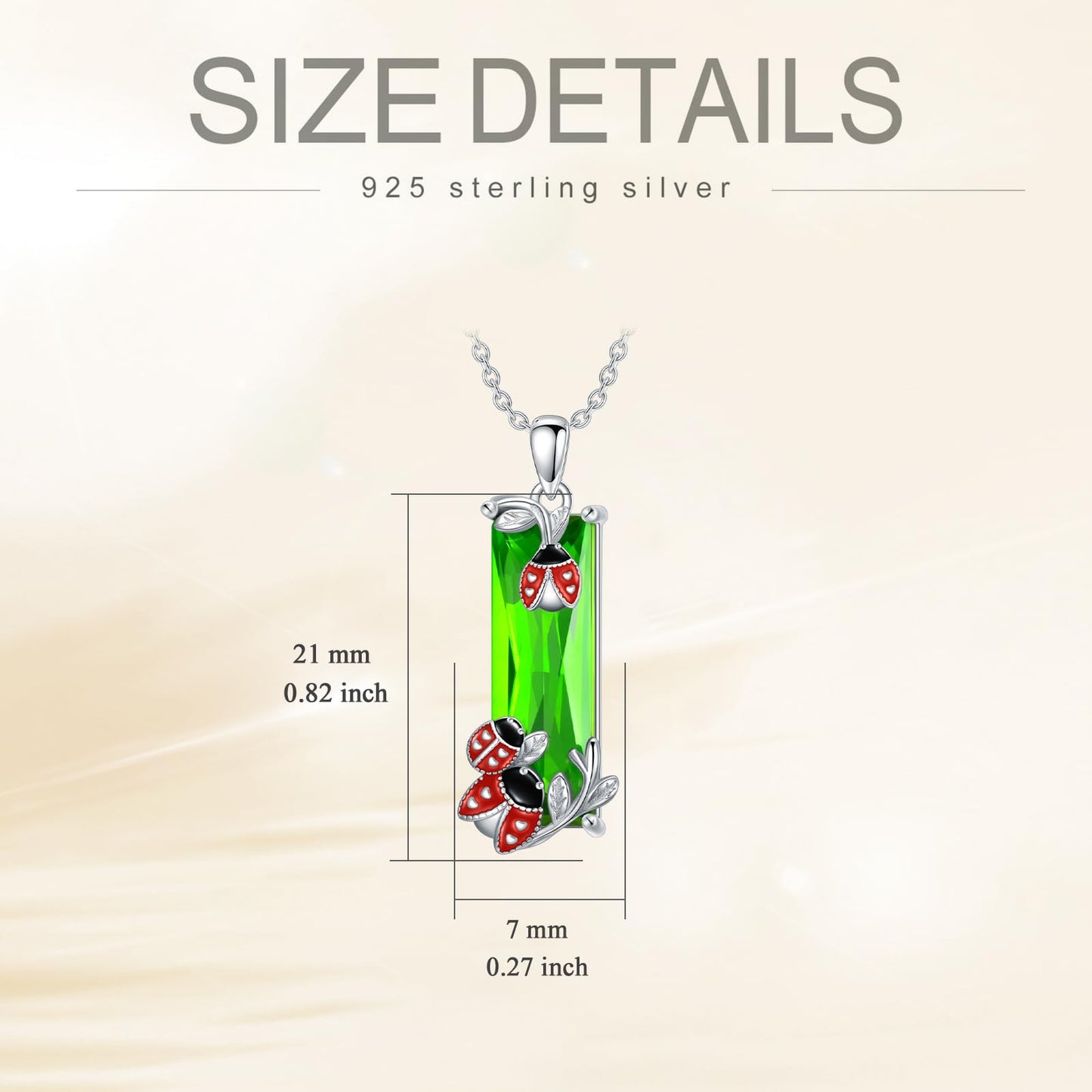 AENEAS Ladybug Necklace 925 Sterling Silver Green Crystal Pendant Ladybug Jewelry Gifts for Her Wife Women