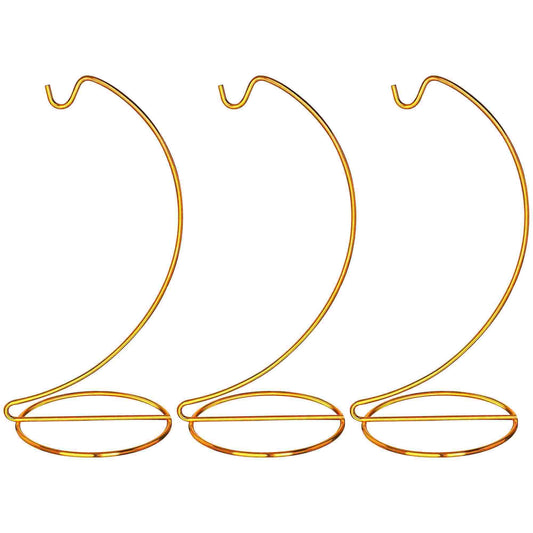 H&D HYALINE & DORA 3 Pack 9" H Ornament Display Stand Iron Hanging Stand Ornament Hanger Holder Decor Display Holder Hook for Glass Globe Air Plant Terrarium Table Decor(Gold)