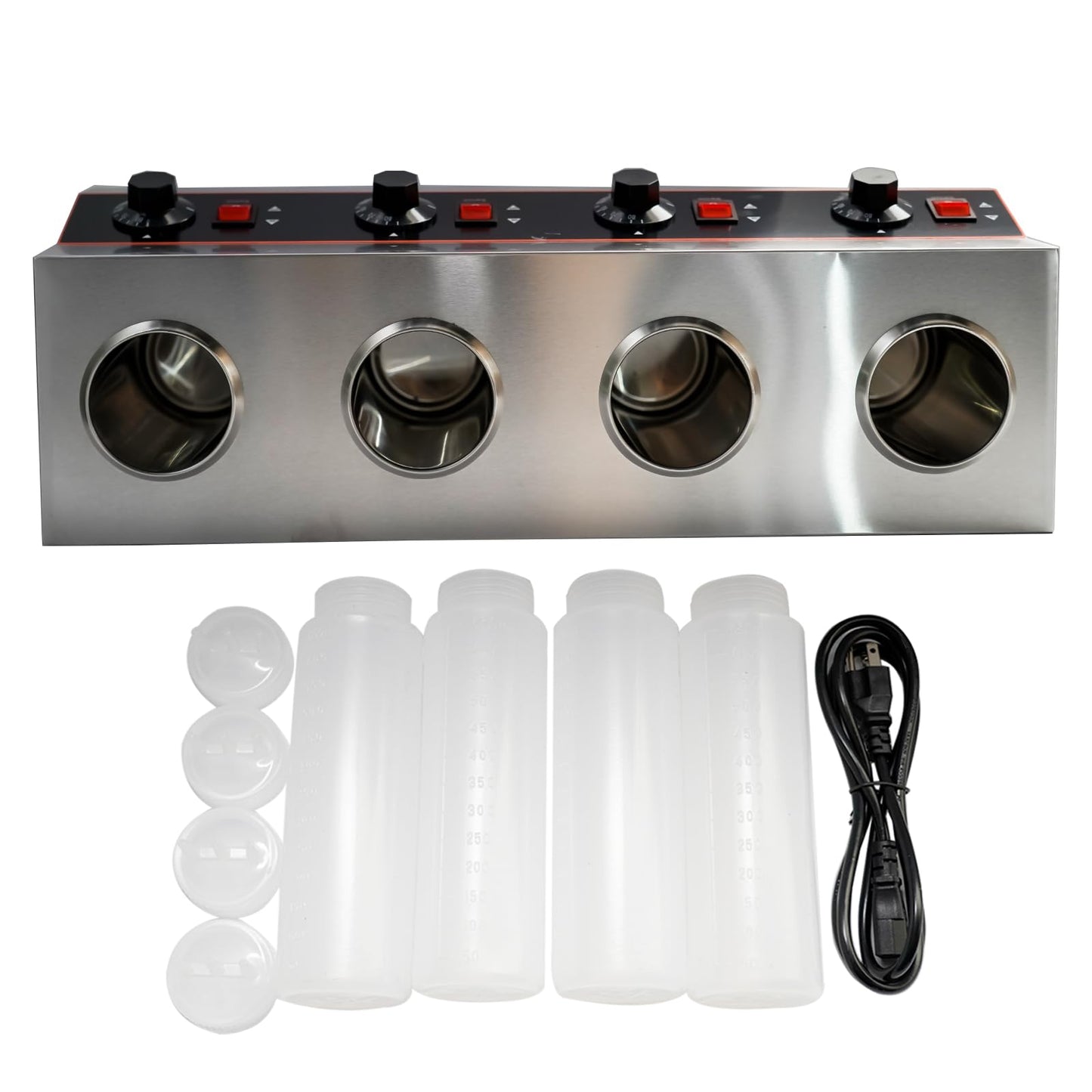 Commercial Electric Sauce Warmer Electric Cheese Sauce Warmer Hot Fudge Warmer Dispenser Cheese Dispenser Warmer with 4 Pump (4 Pump Head)