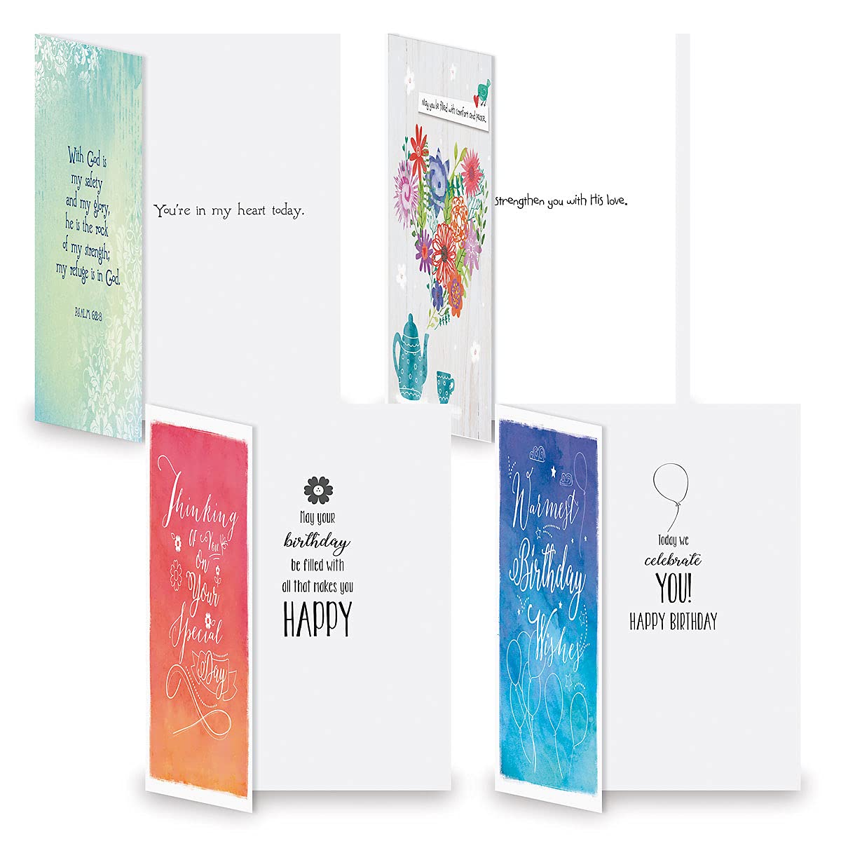 Current Faith Assorted Cards with Envelopes All Occasion - 20 Pack, Large 5" x 7" Christian Cards with Sentiments, Variety of Get Well, Sympathy, Birthday, Anniversary & Thinking of You