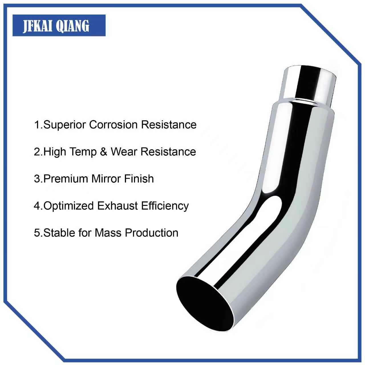 5 to 7 Inch Diesel Exhaust Tip Elbow with Clamp - Chrome Plated Or Black Coated Universal Exhaust Pipe Accessory for Trucks, Cars