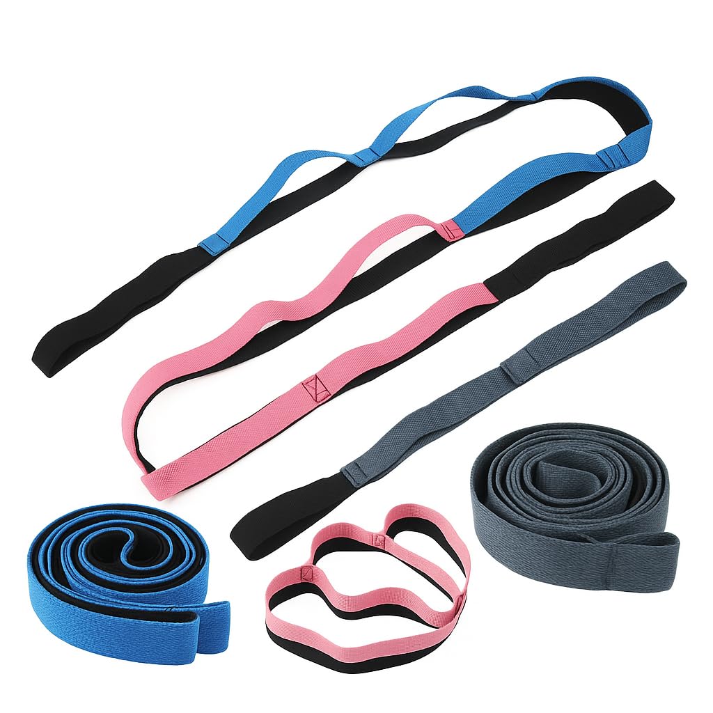 Yoga Stretch Strap with 10 Loops – Non-Elastic Stretching Strap for Flexibility, Physical Therapy, Pilates, and Home Workouts